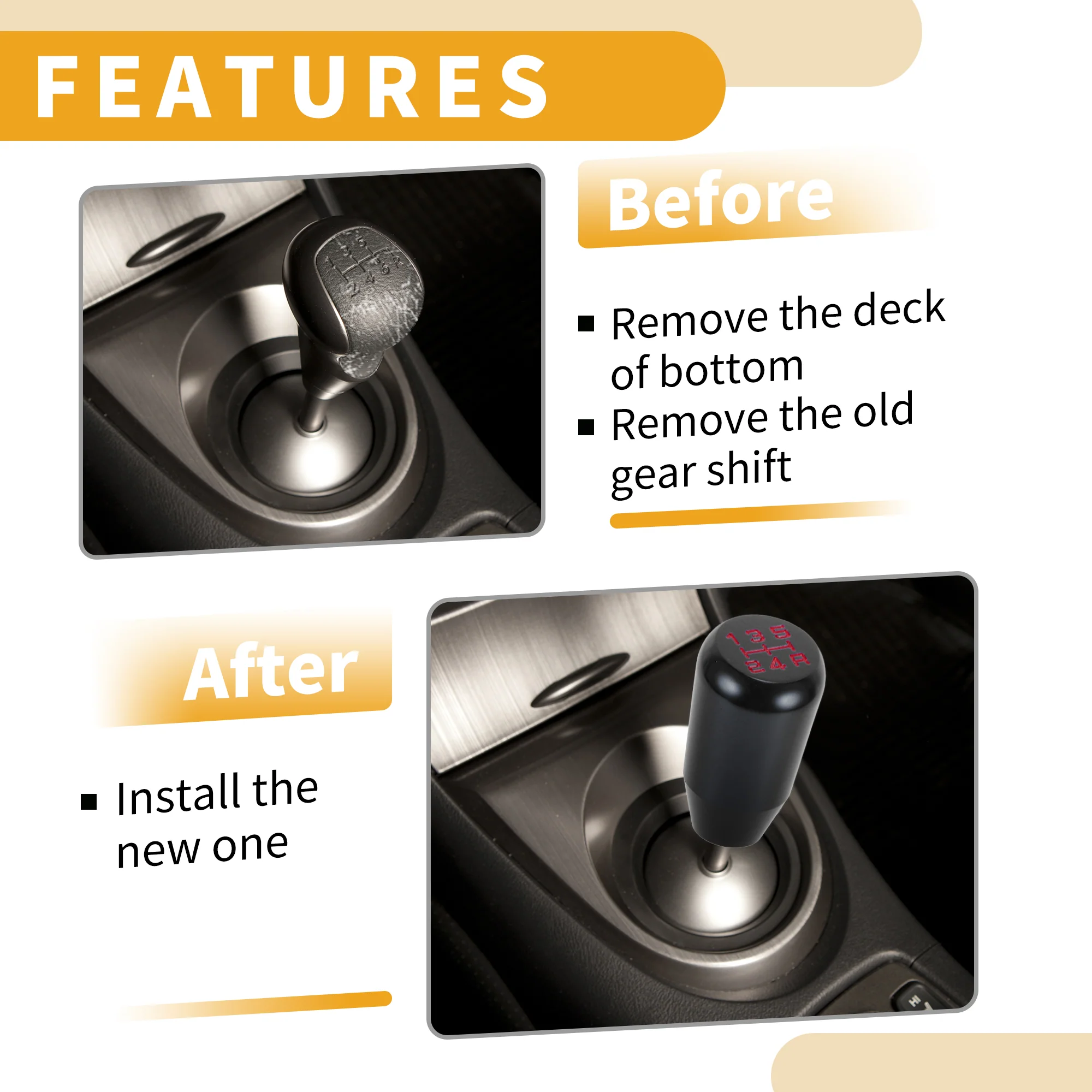 6cm 5 Speed Manual Shifter Knob with 3 Adapter Aluminum Alloy Black Red 1 Set - Image 3