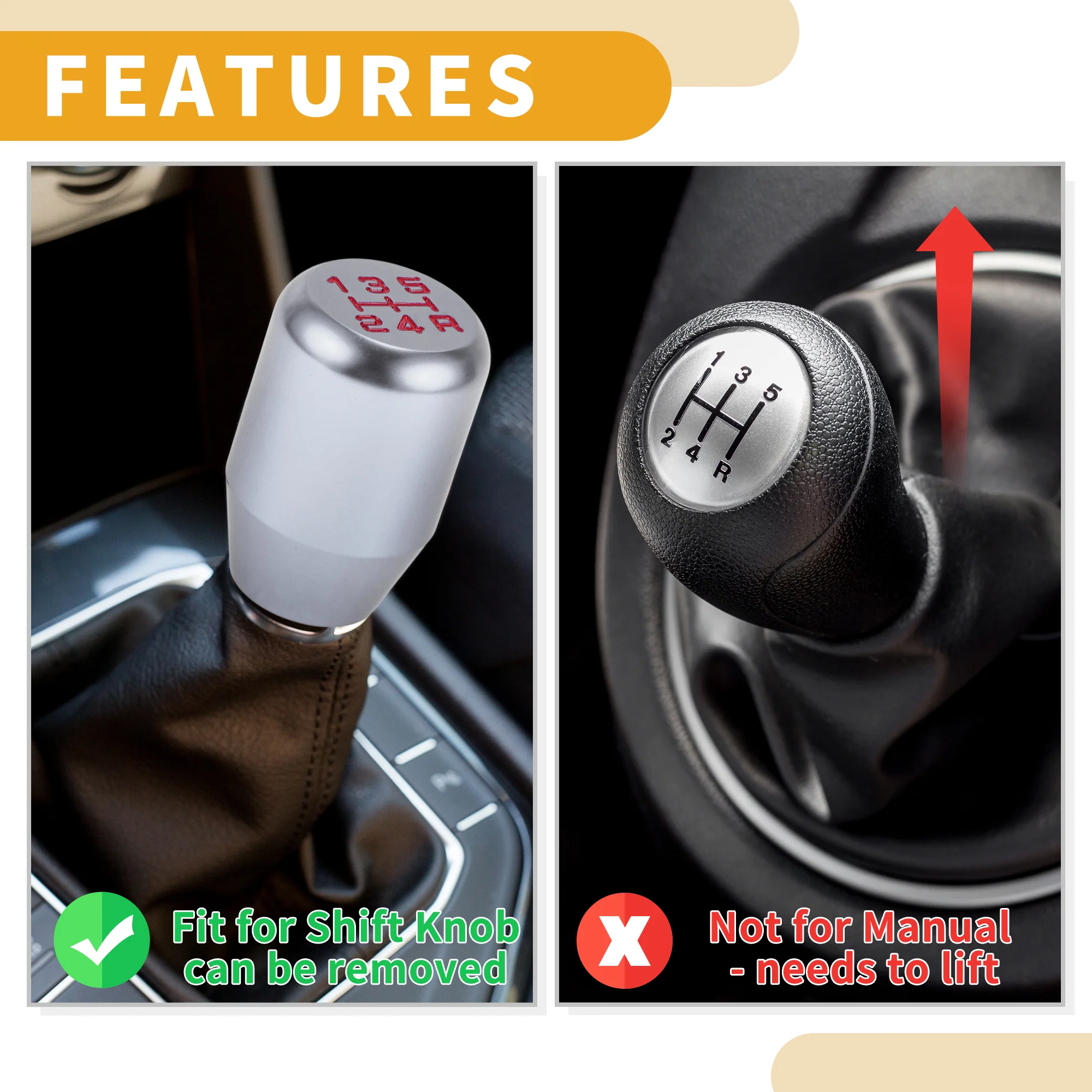 6cm 5 Speed Manual Shift Knob with 3 Adapter Aluminum Alloy Titanium Tone 1 Set - Image 6