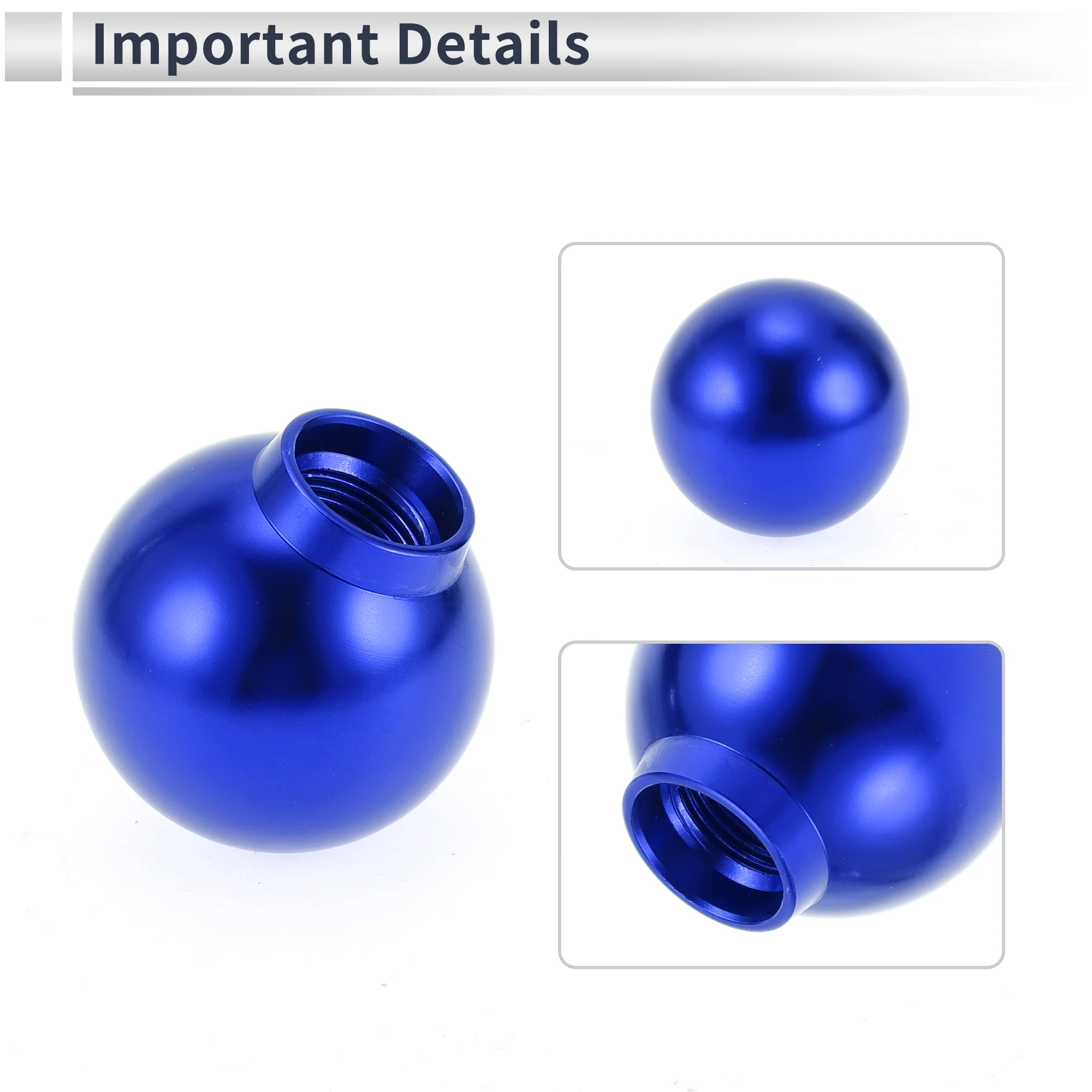 Round Ball Shift Knob Universal Gear Shifter Knob Aluminum Alloy Stick Shifter Lever Knobs for Automatic and Manual Vehicle W/ 3 Adapter Blue 1 Set - Image 5