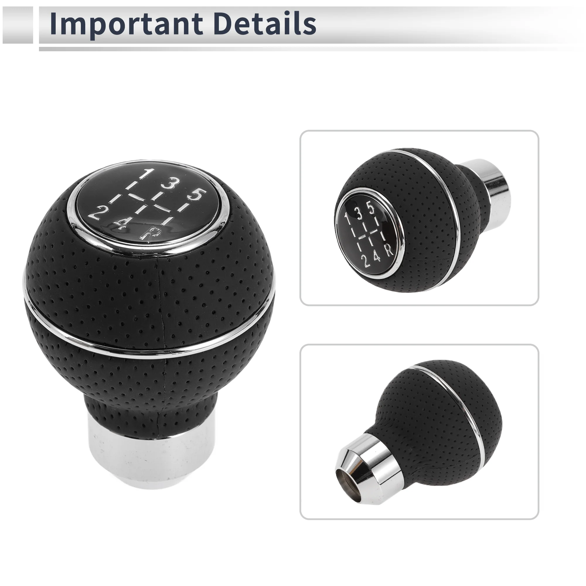 Round Ball Shift Knob Gear Shifter Knob Aluminum Alloy 5 Speed Manual Transmission Vehicle with 4 Adapter Black Silver Tone 1 Set - Image 5
