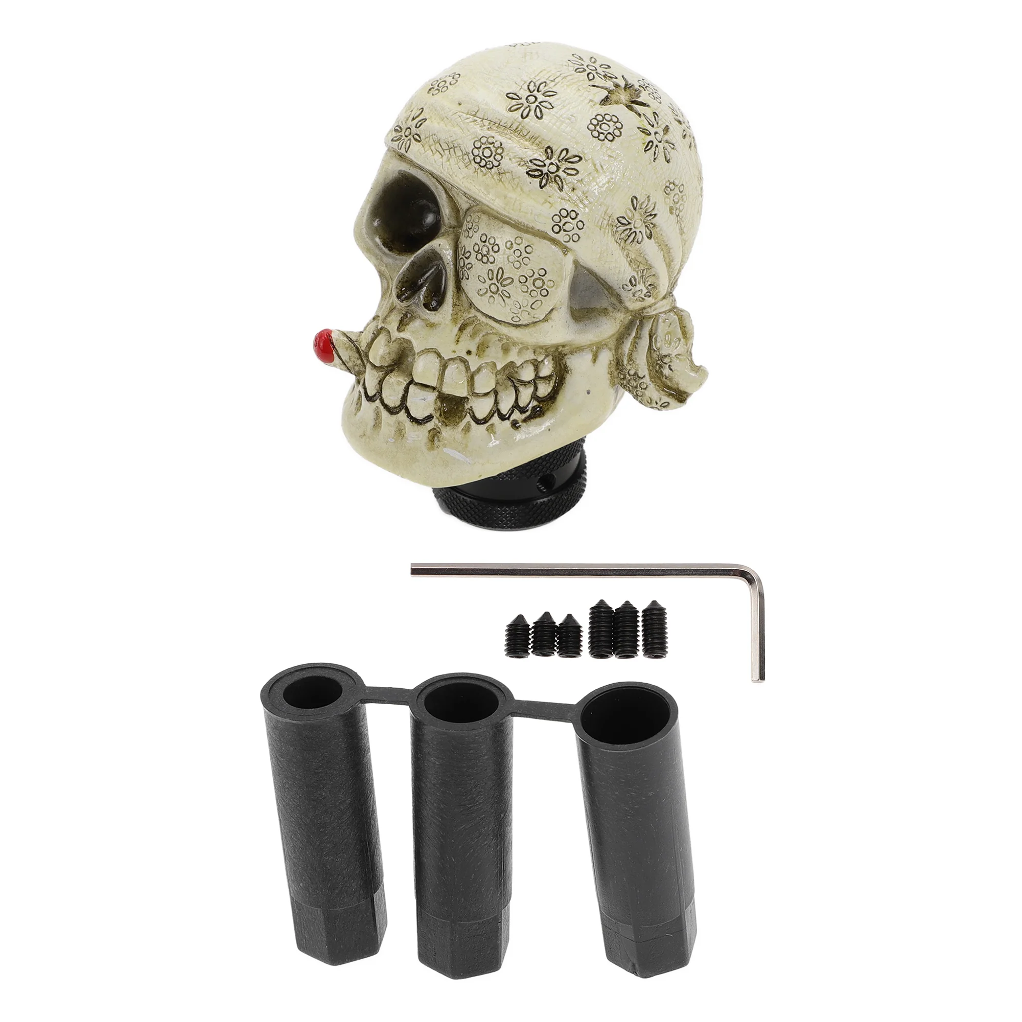 8.1cm Skull Shift Knob Universal Gear Shifter Knob Resin Stick Shifter Lever Knob for Automatic and Manual Vehicle with 3 Adapter Yellow 1 Set