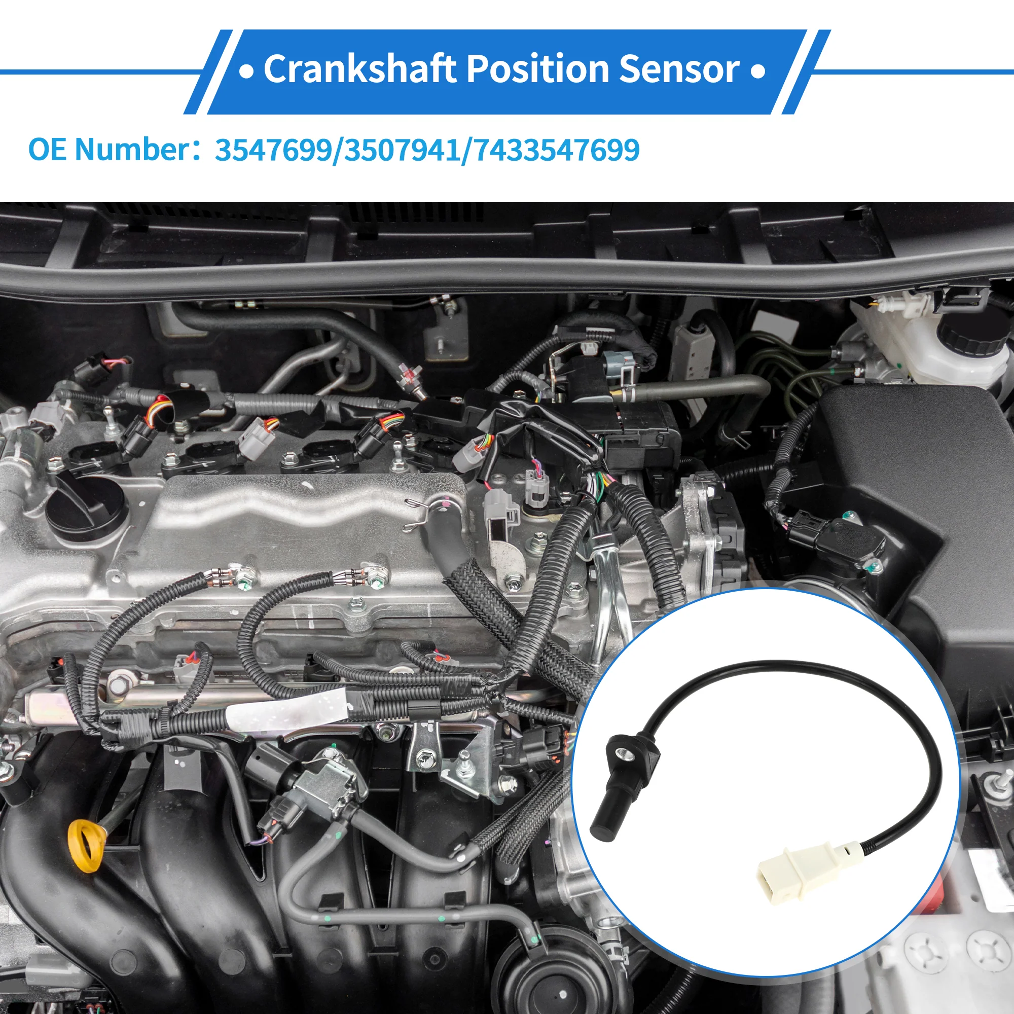 1 Pc Crankshaft Position Sensor for Volvo S90 Base 2.9 1997-1998 Sturdy Metal Plastic Black White Engine Crank CKP Sensor - Image 3