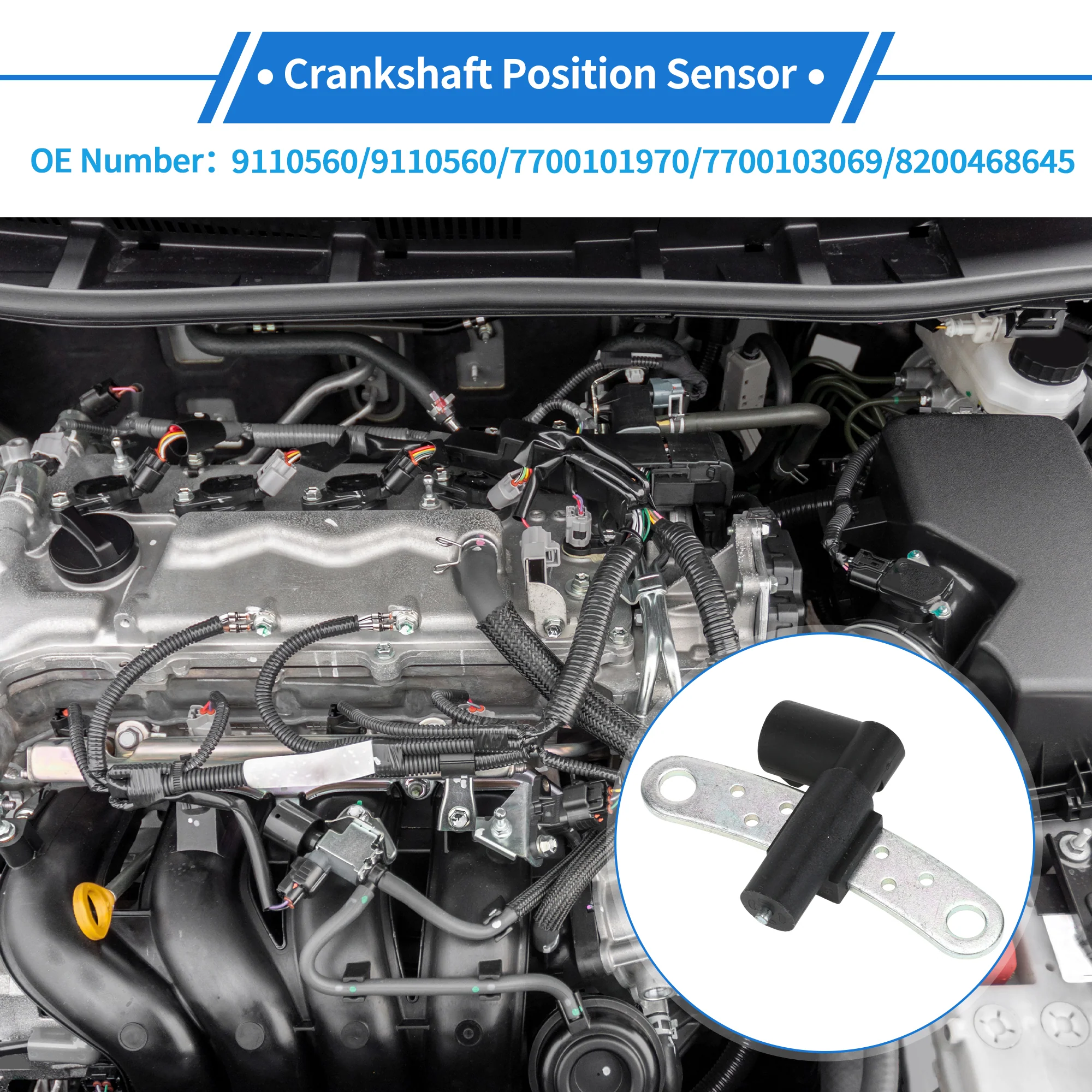 1 Pc Crankshaft Position Sensor for RENAULT Megane II Hatchback 1.6 2005-2008 Sturdy Metal Plastic Black Engine Crank CKP Sensor - Image 3
