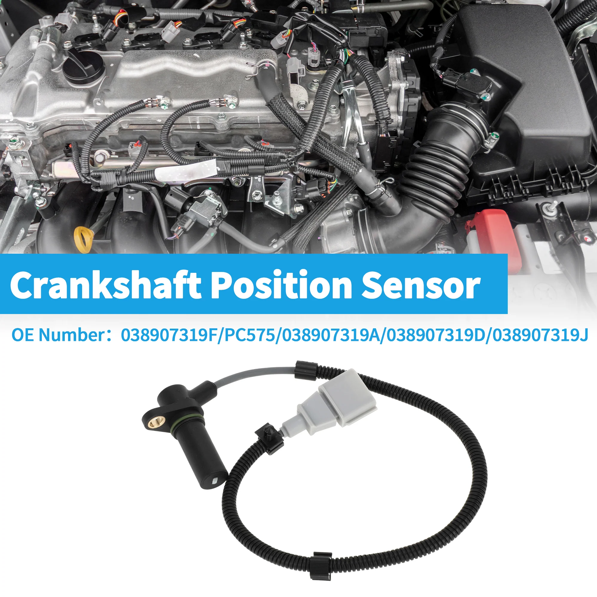 1 Pc Crankshaft Position Sensor for VW Beetle GL, GLS 1.9 Diesel 2000-2003 Sturdy Metal Plastic Black Gray Engine Crank CKP Sensor - Image 2