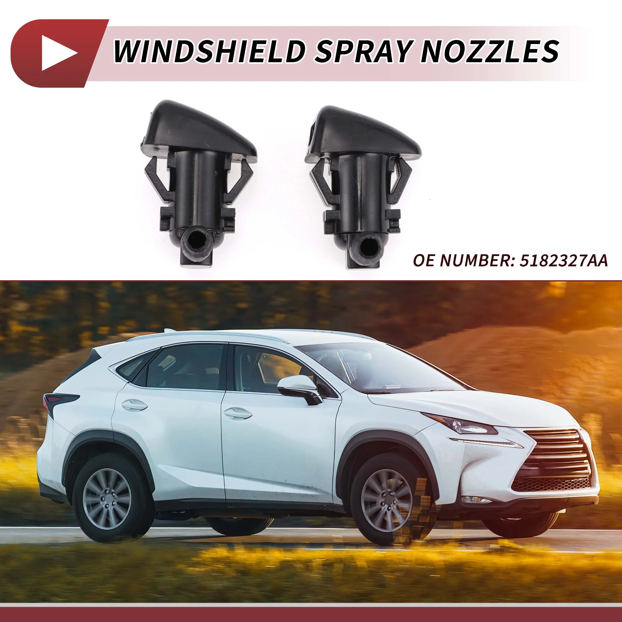 2pcs Windshield Washer Nozzle for Dodge Charger 2011-2018 for Chrysler 300 Front Windshield Spray Nozzles Wiper Spray Washer Jet No.5182327AA Black - Image 4