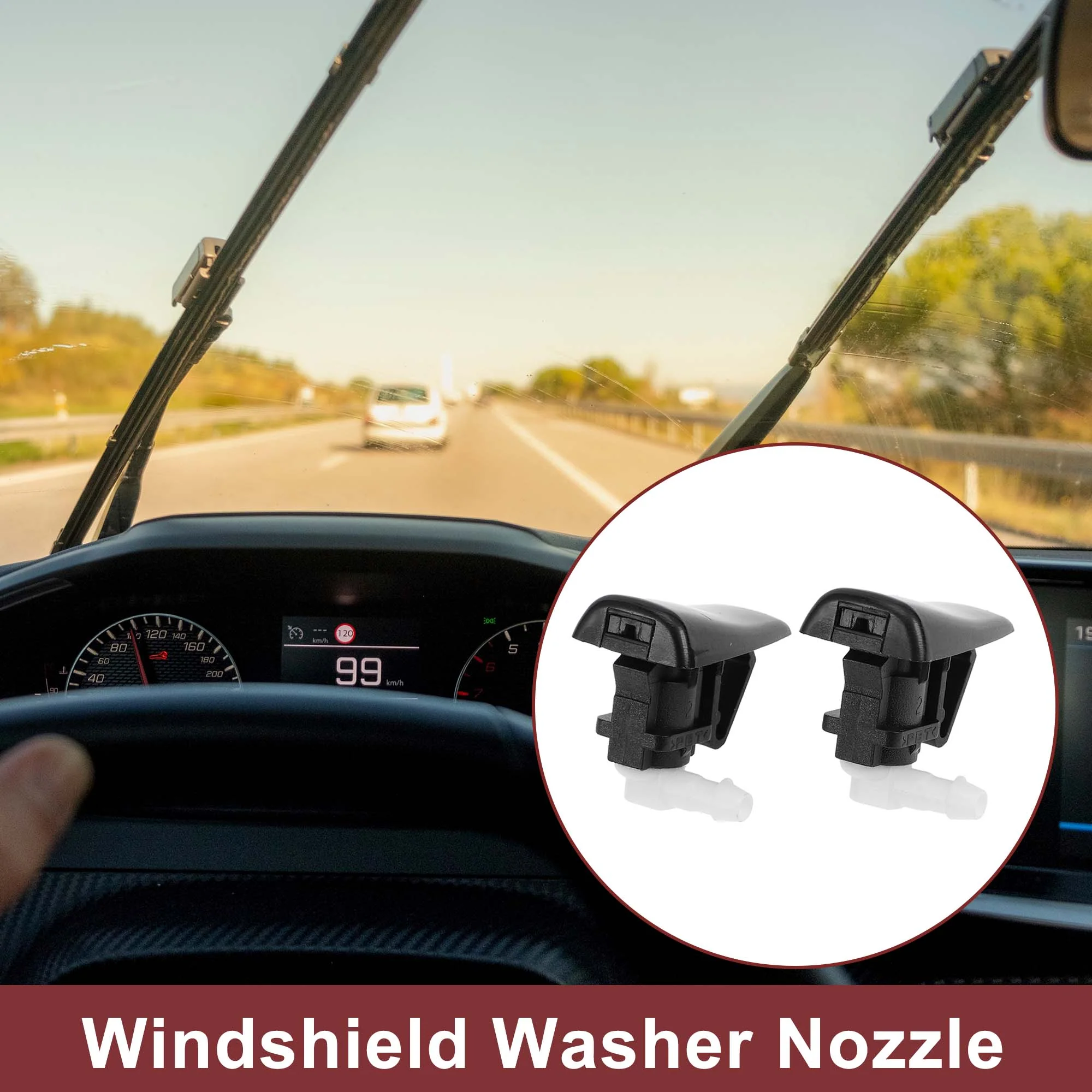 2pcs Windshield Washer Nozzle for Cadillac STS 2005-2010 Front Windshield Spray Nozzles Wiper Spray Washer Jet No.15778749 Black - Image 2