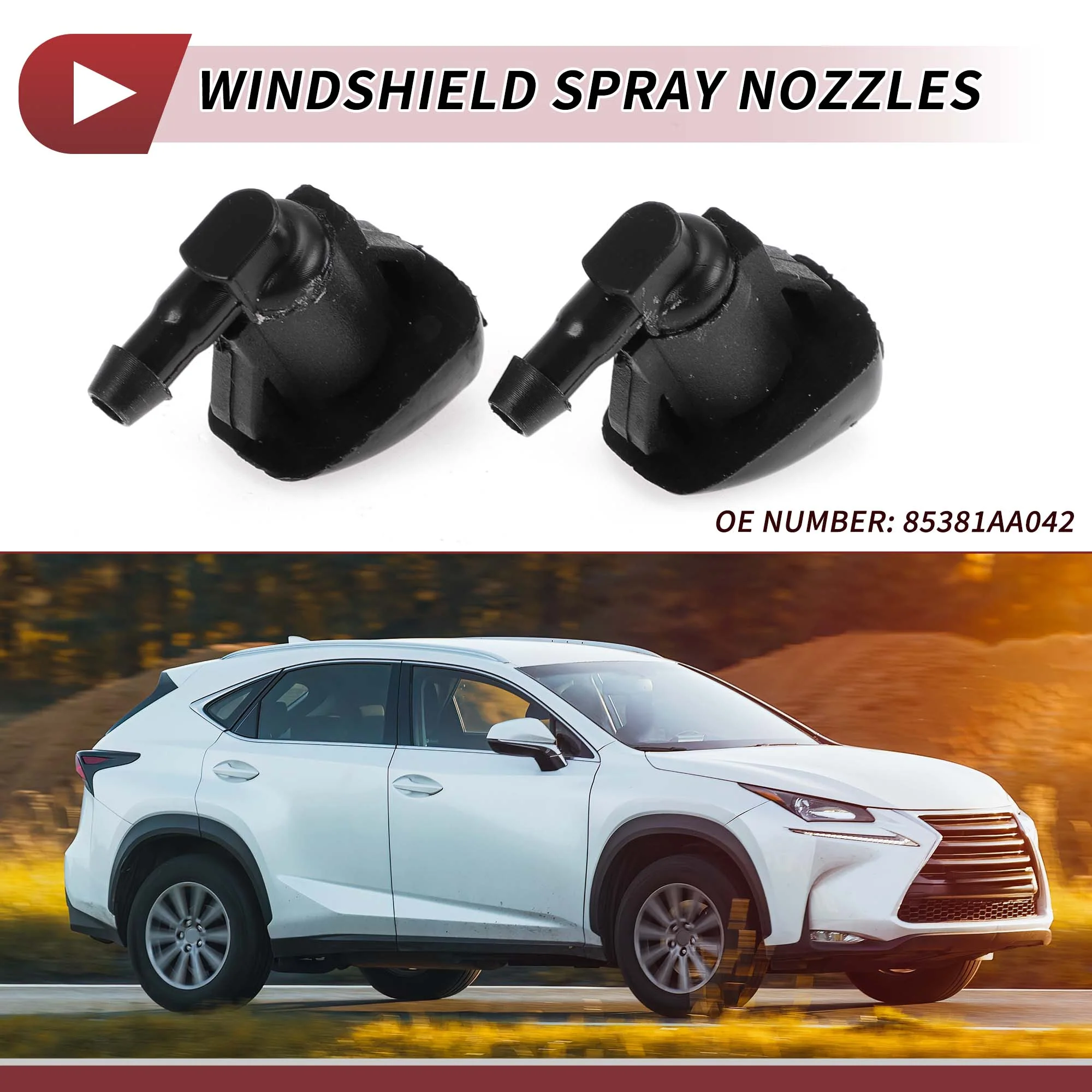2pcs Windshield Washer Nozzle for Toyota Camry 2002-2006 Front Windshield Spray Nozzles Wiper Spray Washer Jet No.85381AA042 Black Plastic - Image 4