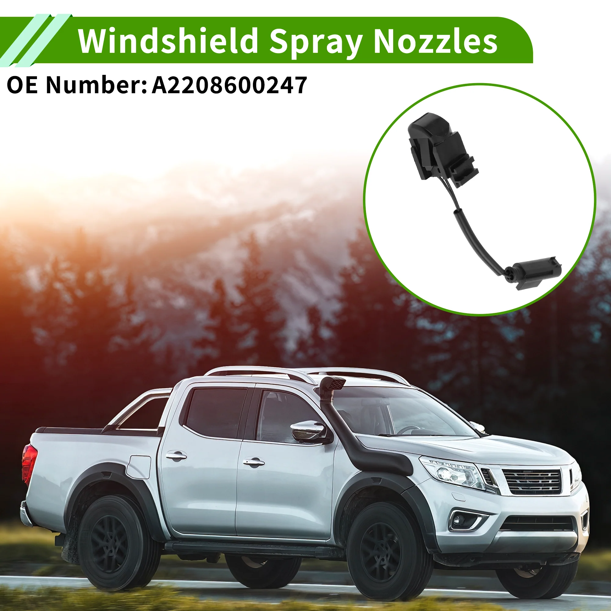No.A2208600247 Windshield Washer Nozzle for Mercedes-Benz E350 2006-2008 for Mercedes-Benz E550 2007-2008 Black Front Windshield Spray Nozzles Wiper Spray Washer Jet Plastic 2pcs - Image 4