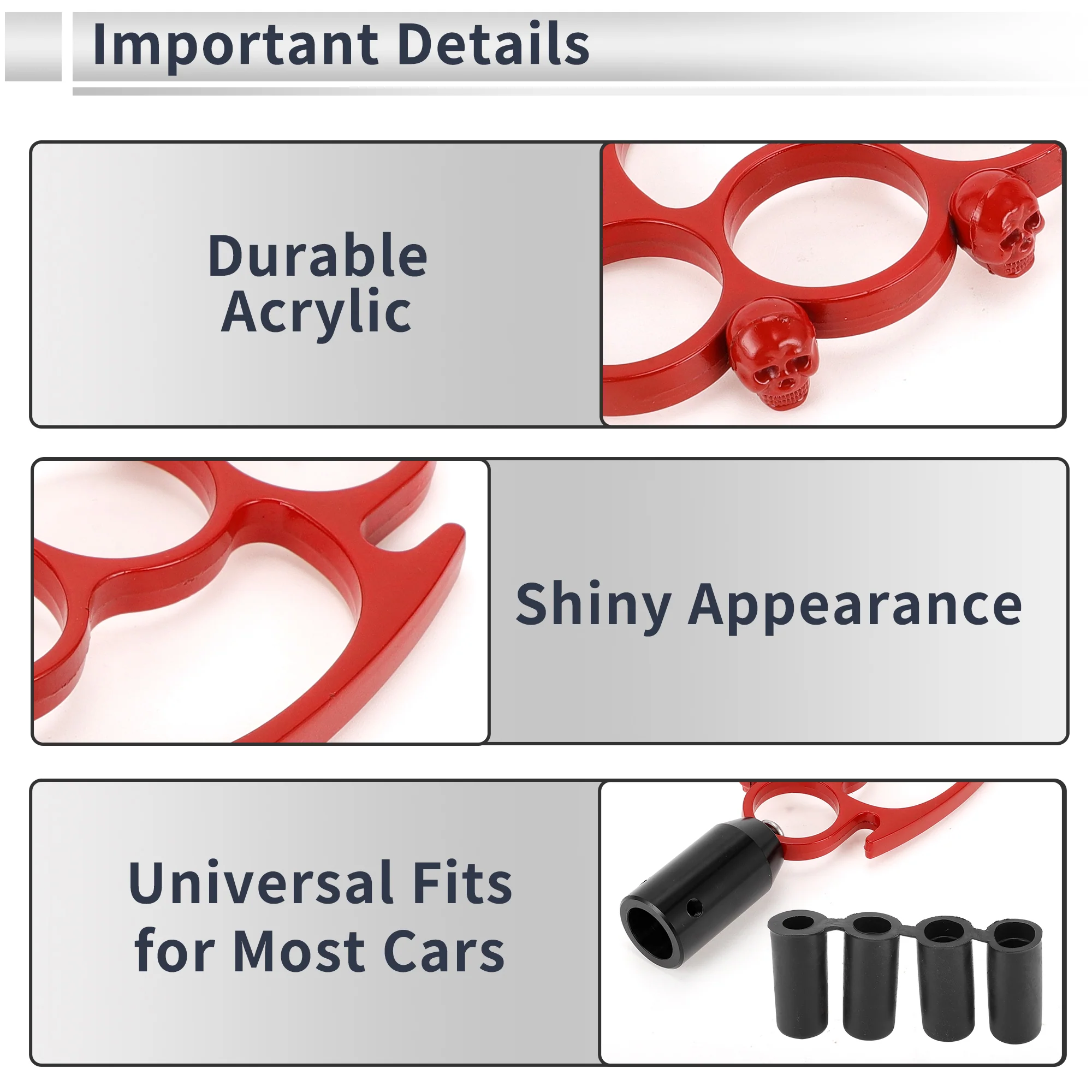 Car Shift Knob Universal Gear Shifter Knob Acrylic Stick Shifter Lever Knob for Automatic and Manual Vehicle with 4 Adapter Red 1 Set - Image 5