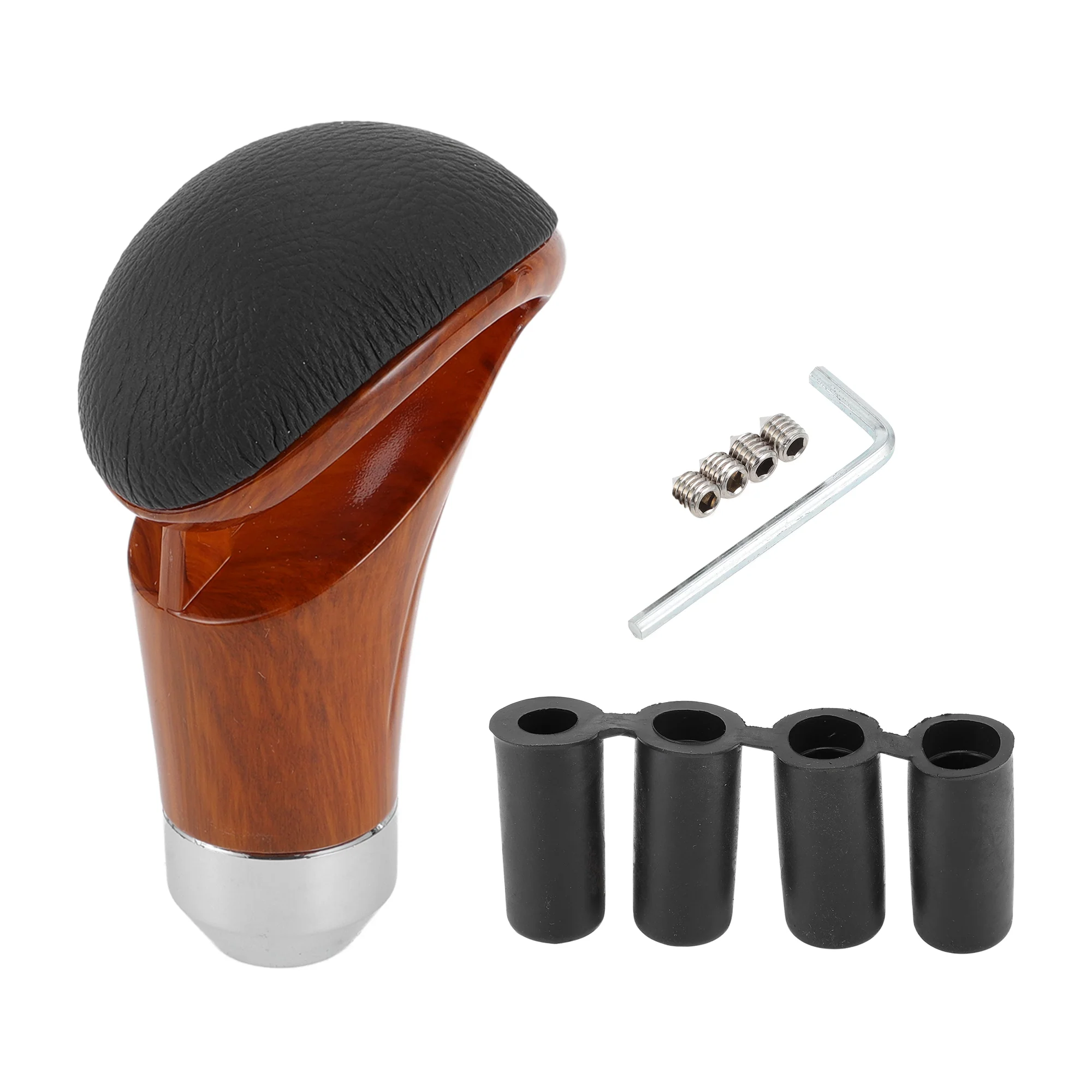 Universal Gear Shift Knob Faux Leather Stick Shifter Lever Knob for Automatic and Manual Vehicle with 4 Adapter Brown 1 Set