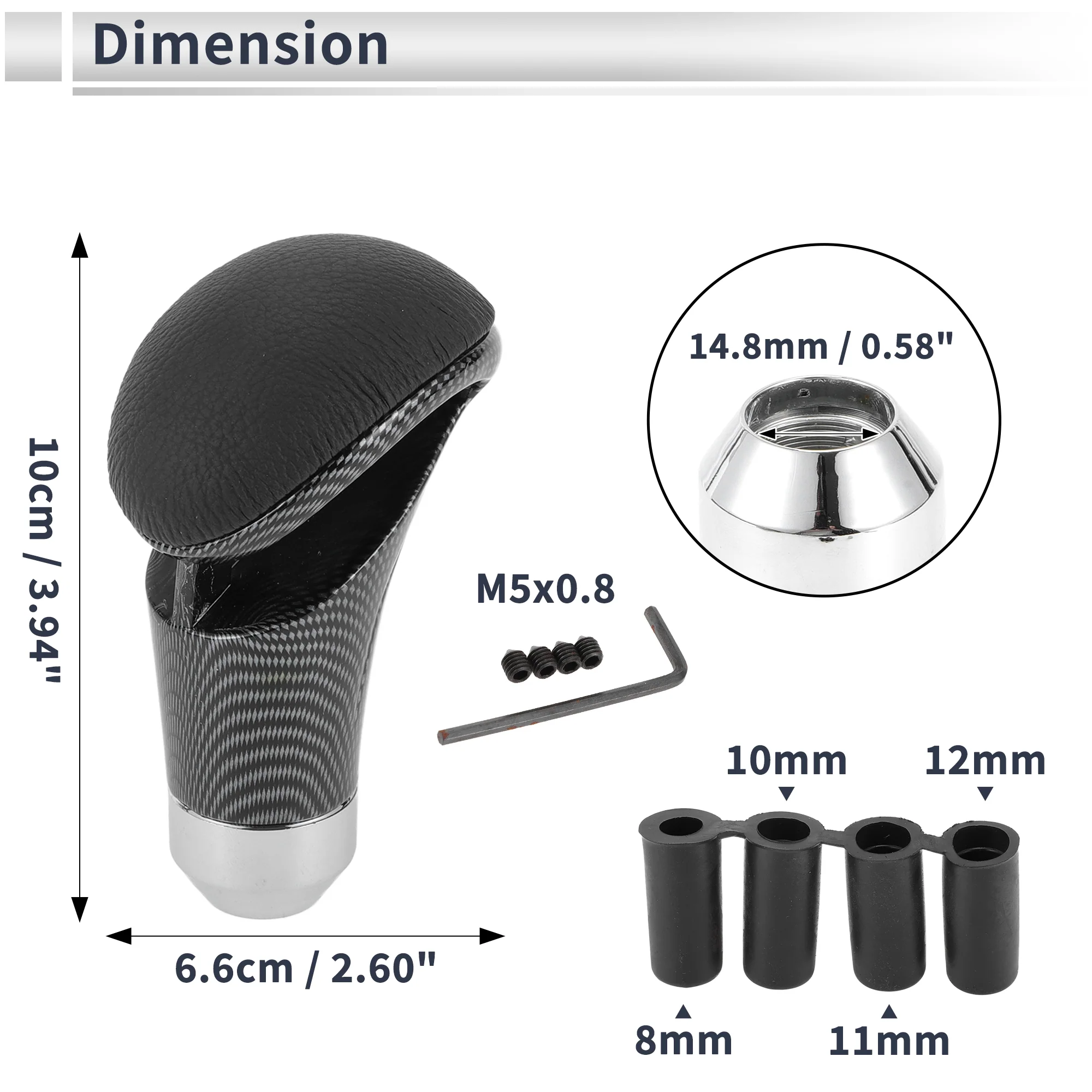 Car Gear Shift Knob Universal Faux Leather Stick Shifter Lever Knob for Automatic and Manual Vehicle with 4 Adapter Black 1 Set - Image 7