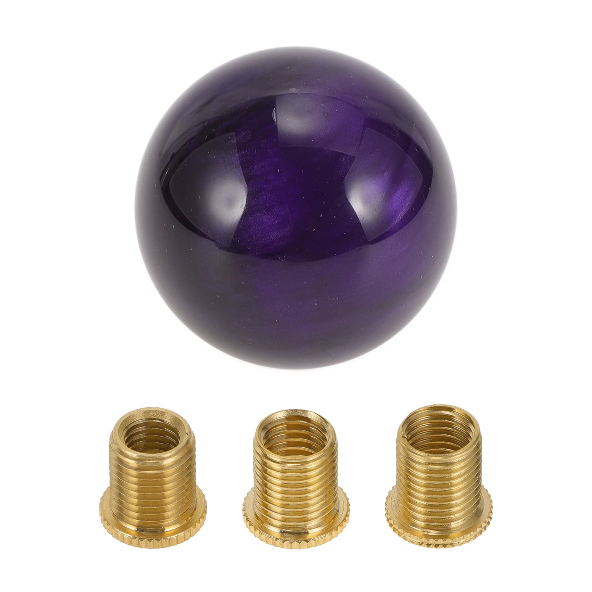 Round Ball Shift Knob Universal Gear Shifter Knob Acrylic Stick Shifter Lever Knob for Automatic and Manual Vehicle with 3 Adapter Purple 1 Set