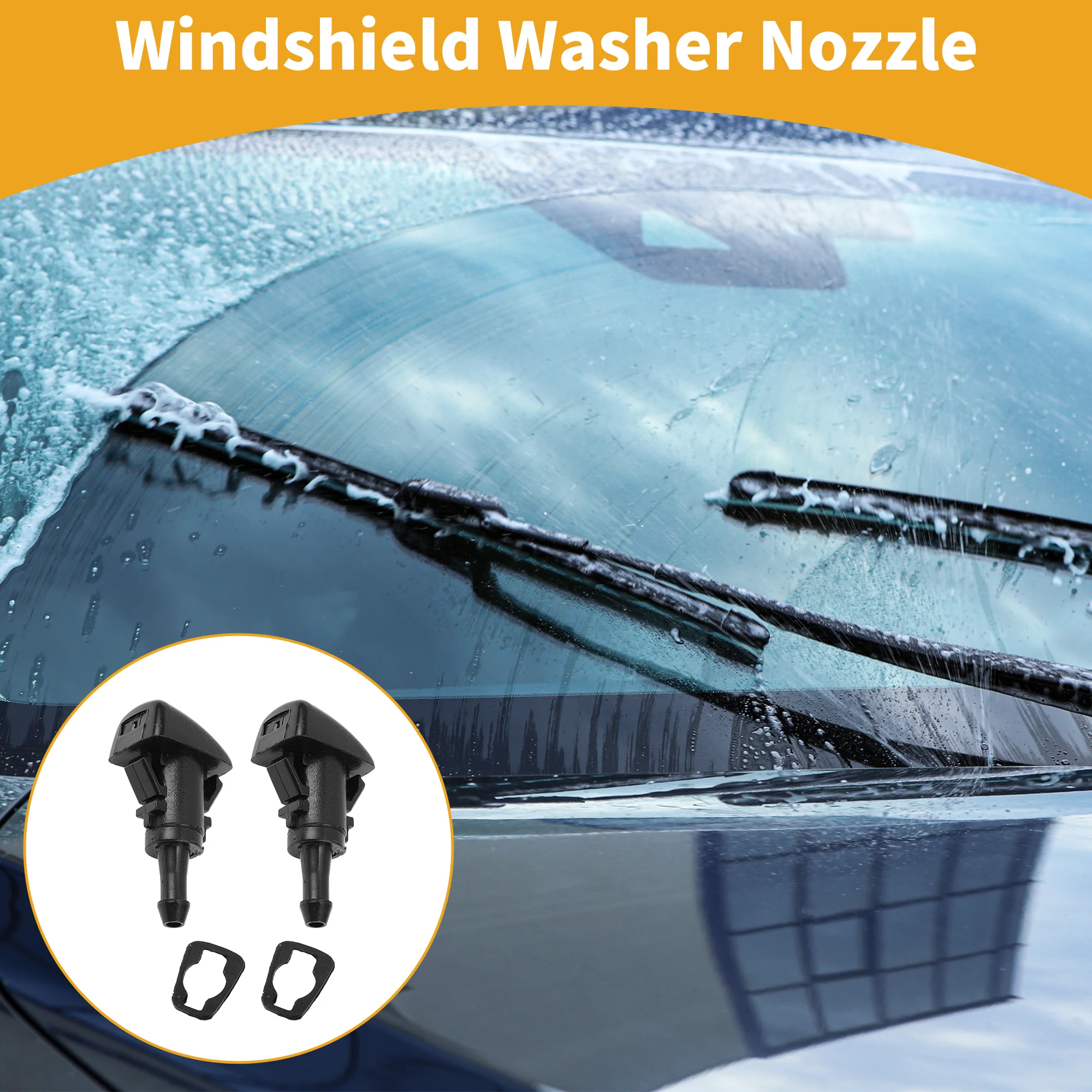 Front Windshield Washer Nozzle 2 Pcs Gasket for Dodge Durango 13-22 Black 2 Pcs - Image 3