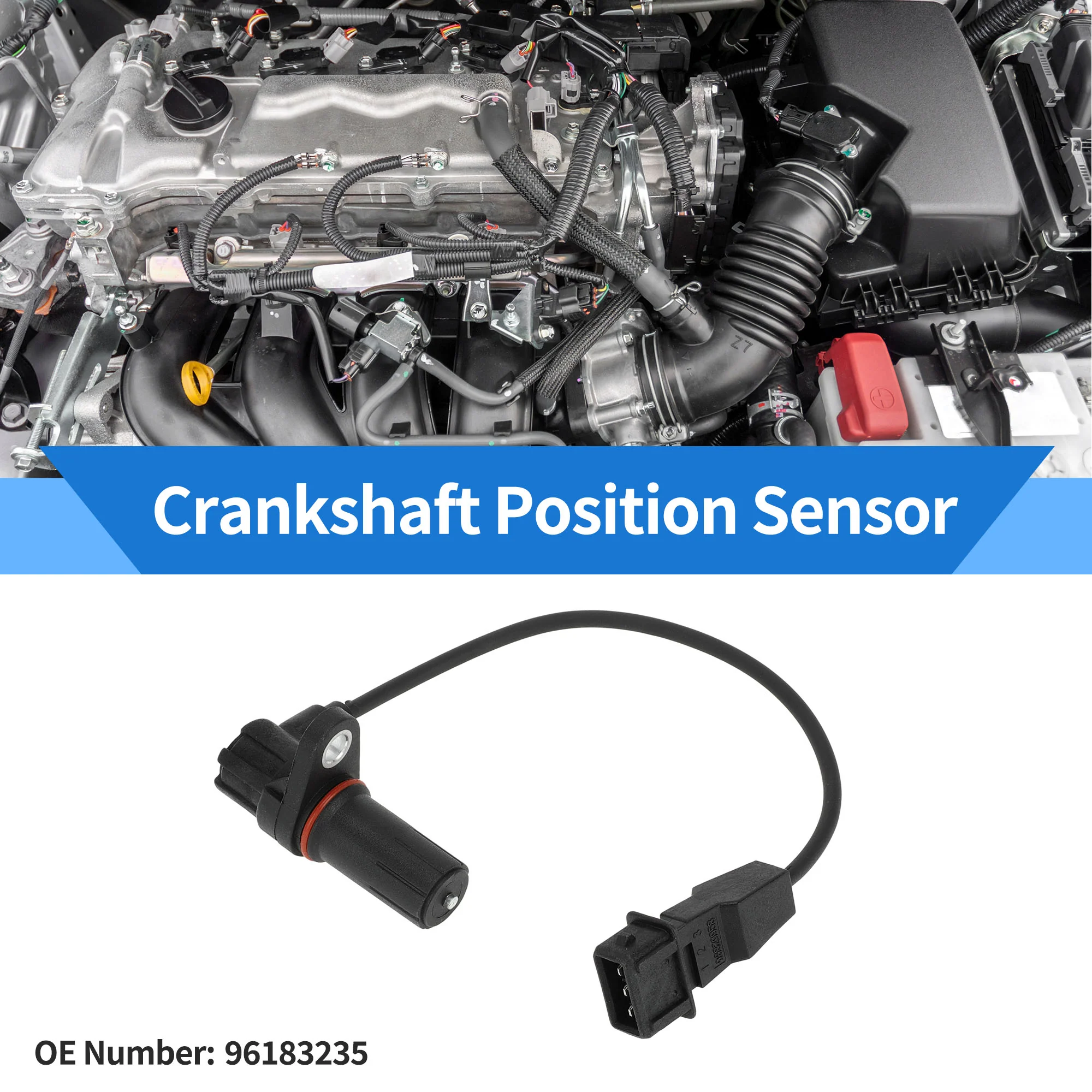 1 Pc Crankshaft Position Sensor for DAEWOO Nubira Hatchback 1.6 16V 1997-1999 Sturdy Metal Plastic Black Engine Crank CKP Sensor - Image 2