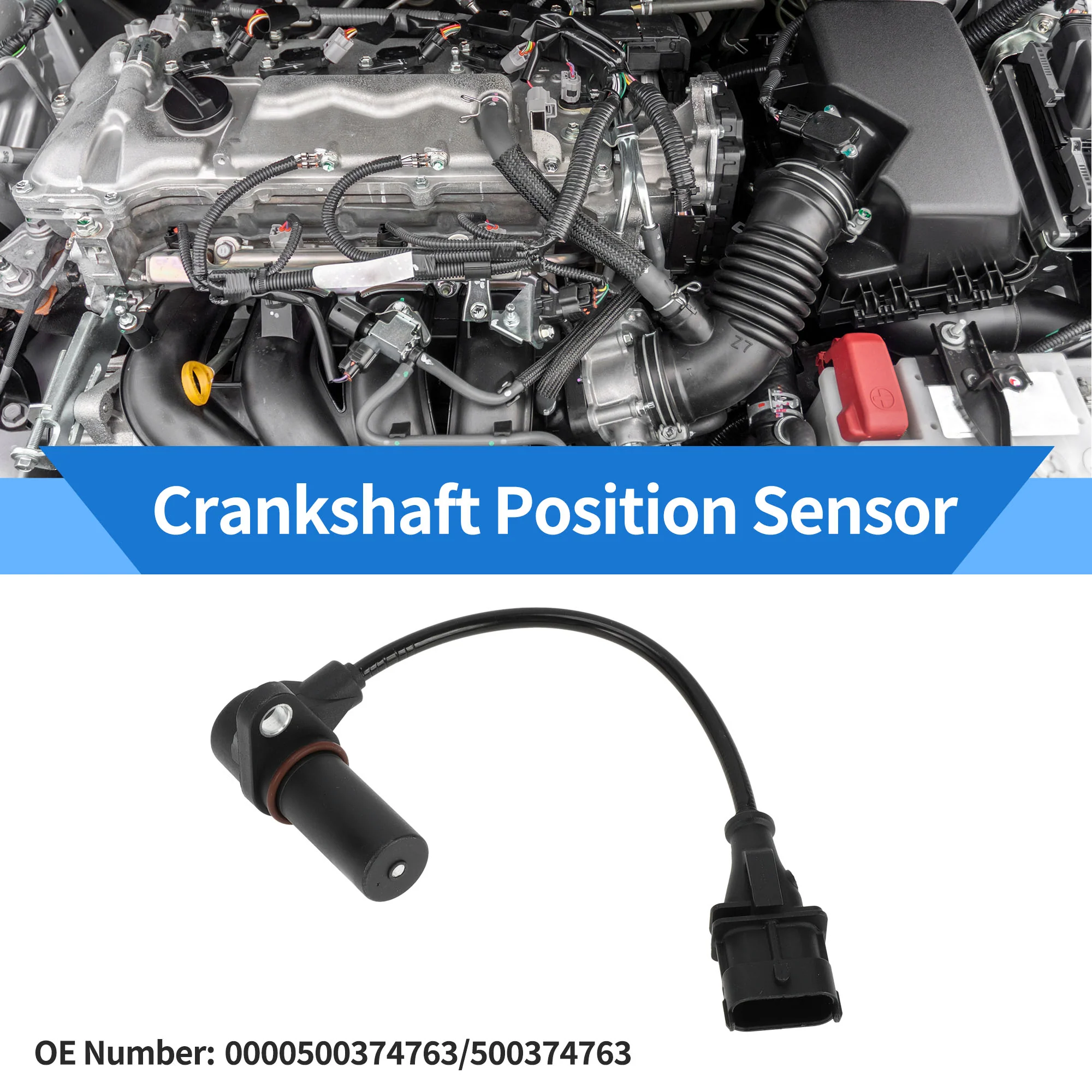 1 Pc Crankshaft Position Sensor for FIAT Ducato II Platform 2.3 JTD 2001-2006 Sturdy Metal Plastic Black Engine Crank CKP Sensor - Image 2
