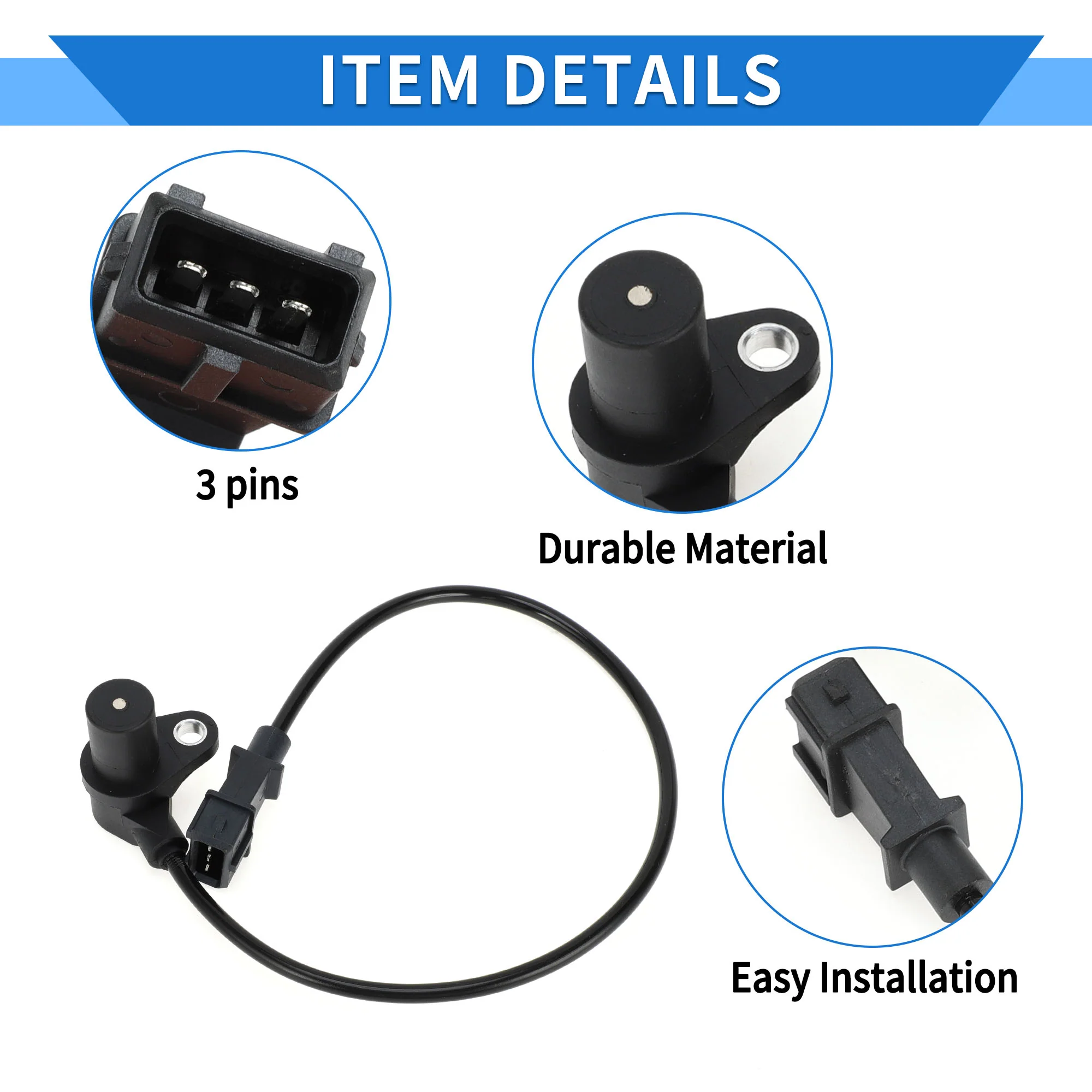 1 Pc Crankshaft Position Sensor for PEUGEOT Expert I Van 1.6 1996-2000 Sturdy Metal Plastic Black Engine Crank CKP Sensor - Image 4