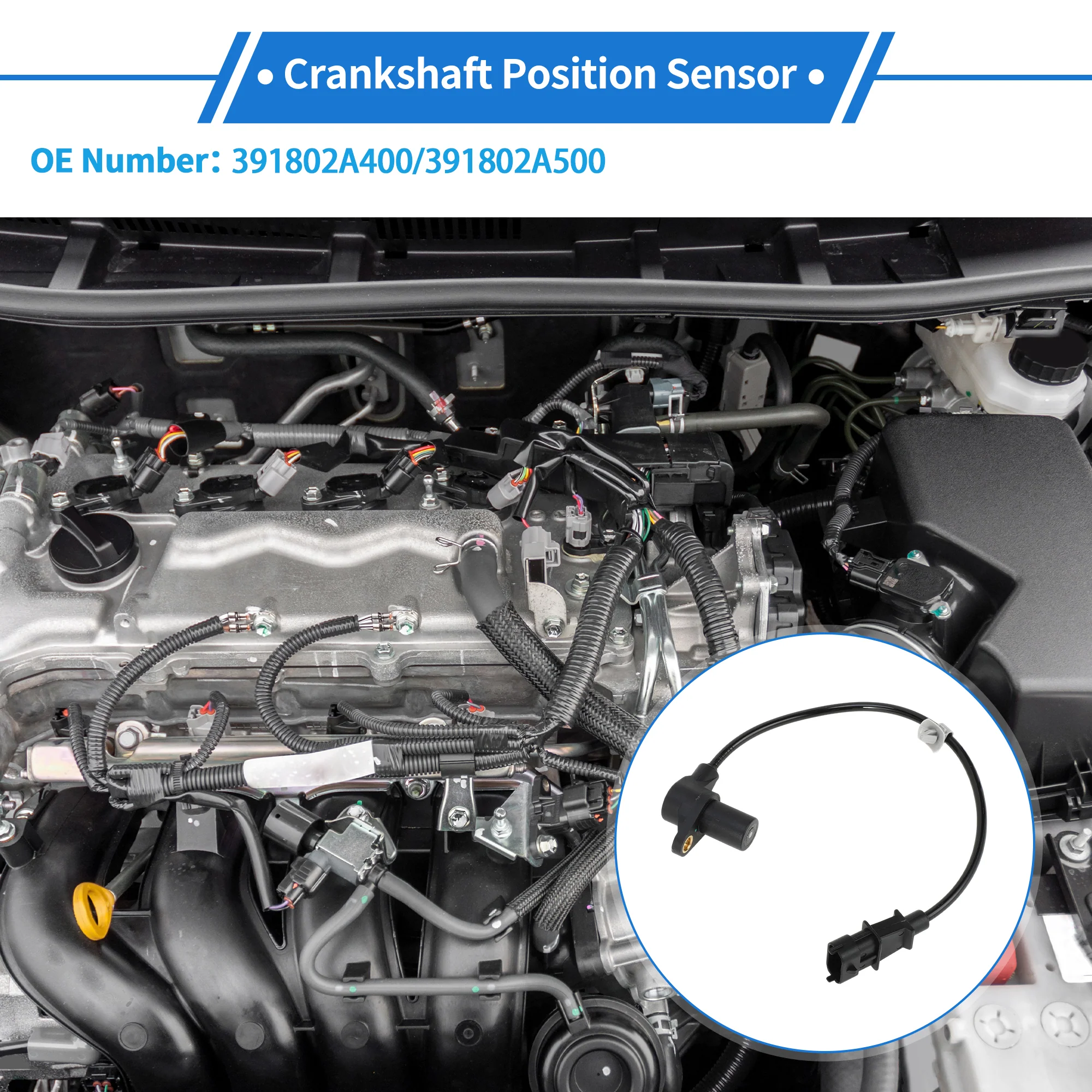 1 Pc Crankshaft Position Sensor for HYUNDAI I20 Hatchback 1.1CRDi 12-15 Sturdy Metal Plastic Black Engine Crank CKP Sensor - Image 3