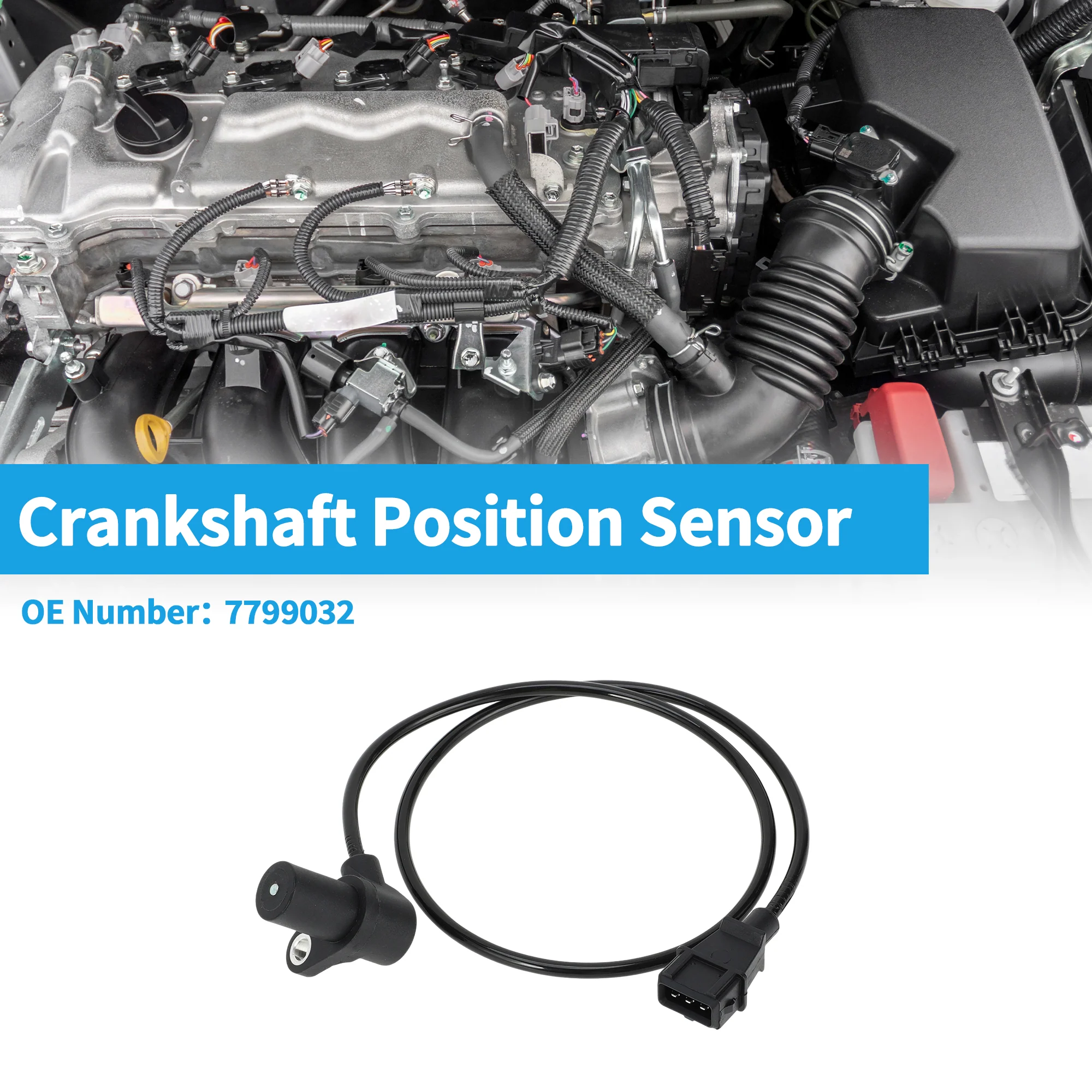 1 Pc Crankshaft Position Sensor for FIAT Tempra Saloon 1.4 I.e. 1990-1996 Sturdy Metal Plastic Black Engine Crank CKP Sensor - Image 2