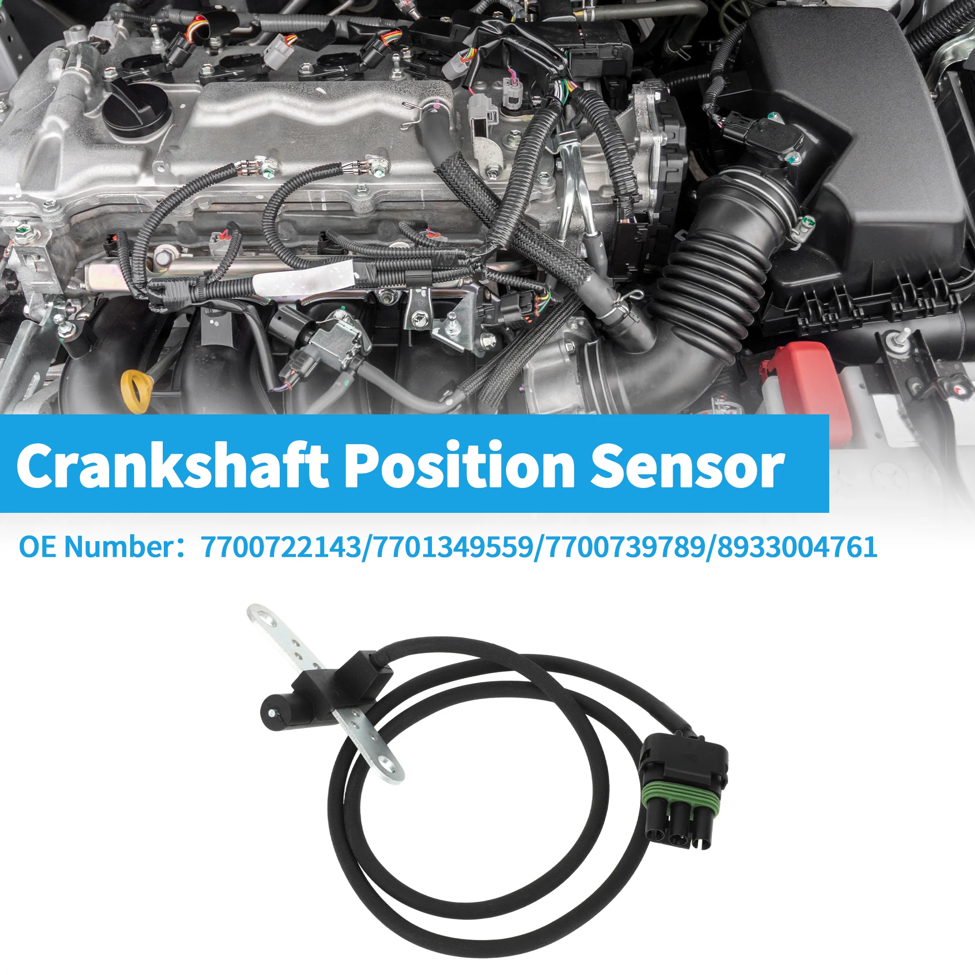 1 Pc Crankshaft Position Sensor for Jeep Cherokee 2.5L 1986-1990 Sturdy Metal Plastic Black Engine Crank CKP Sensor - Image 2