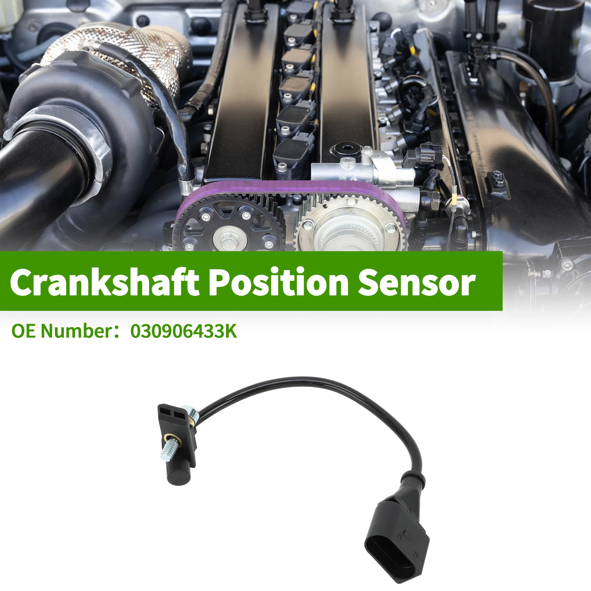 No.030906433K Crankshaft Position Sensor for VW Derby 1.8L 2006-2008 Sturdy Black Engine Crank CKP Sensor Metal Plastic 1 Pc - Image 2
