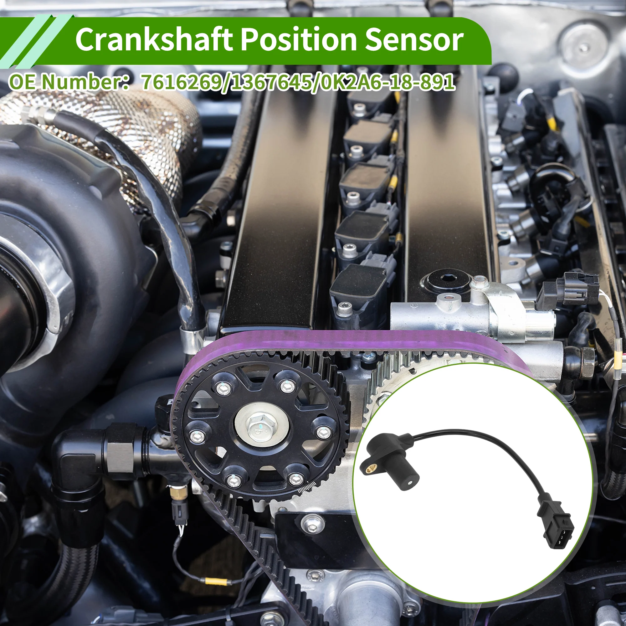 No.0K2A618891 Crankshaft Position Sensor for Kia Sephia Base, LS 1.8 1998-2001 Sturdy Black Engine Crank CKP Sensor Metal Plastic 1 Pc - Image 3