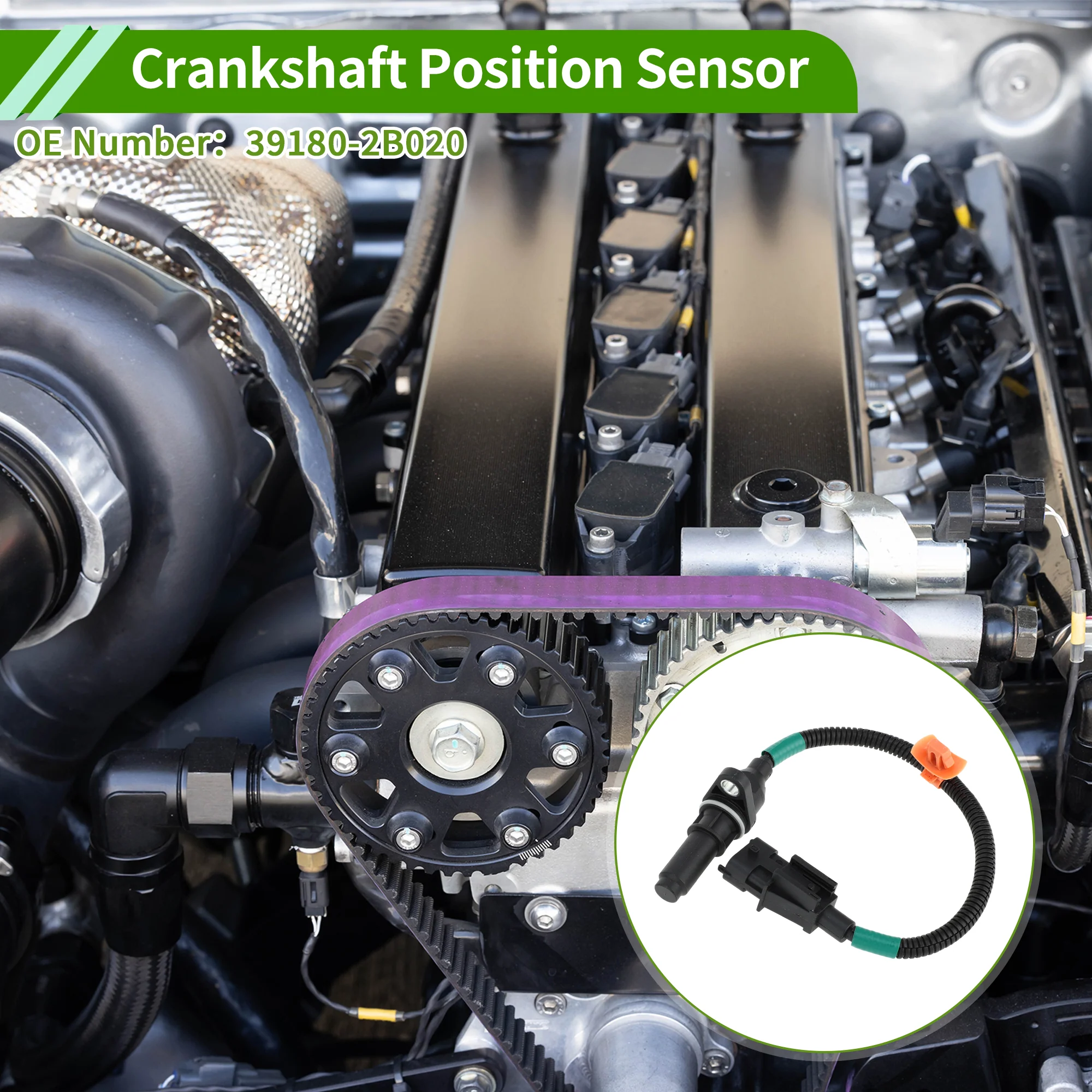 No.39180-2B020 Crankshaft Position Sensor for Kia Rio EX, LX, SX 1.6 2012-2017 Sturdy Black Engine Crank CKP Sensor Metal Plastic 1 Pc - Image 3