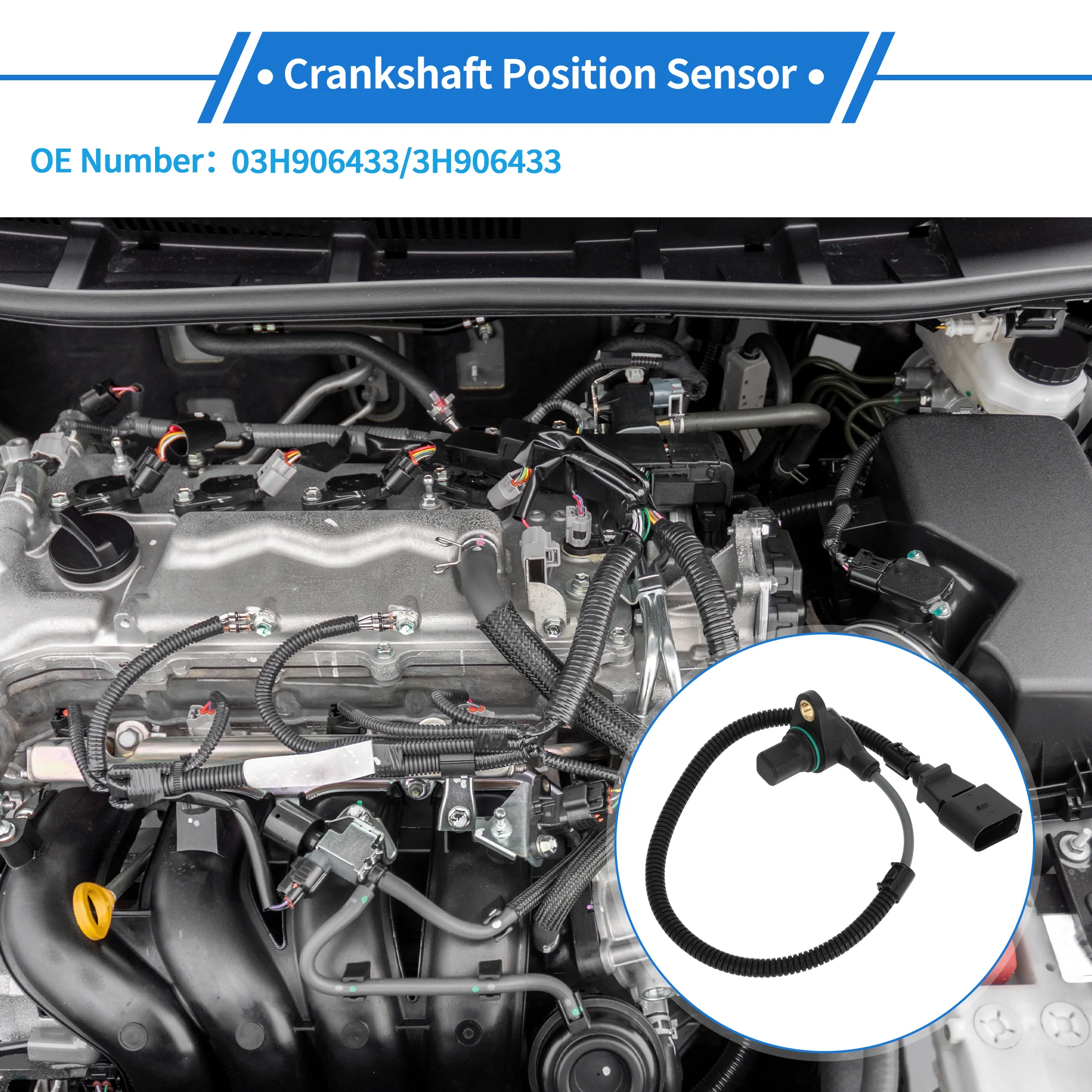 1 Pc Crankshaft Position Sensor for VW CC 3.6 2011-2016 Sturdy Metal Plastic Black Engine Crank CKP Sensor - Image 3