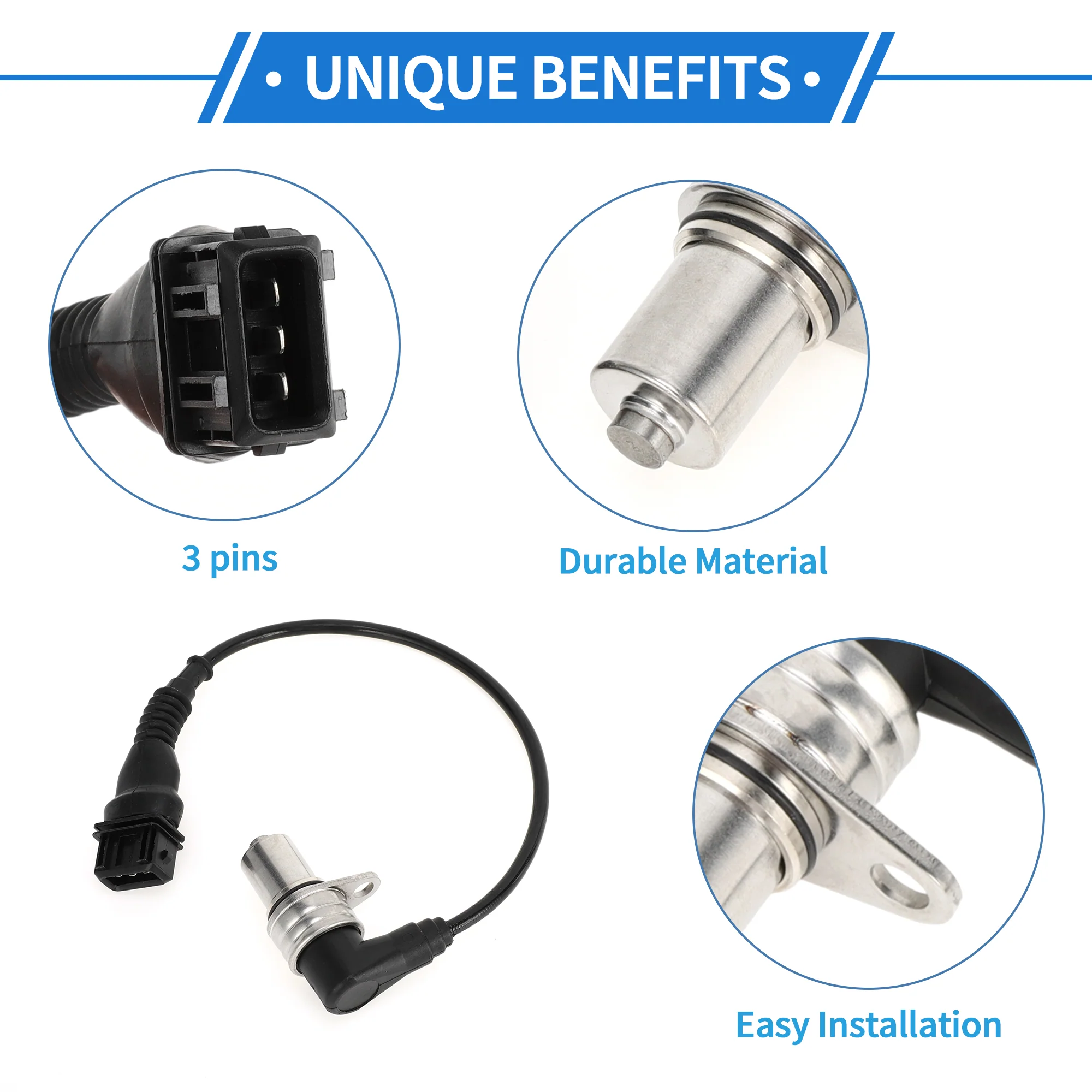 1 Pc Crankshaft Position Sensor for BMW M3 MT 1992-1995 Sturdy Metal Plastic Black Engine Crank CKP Sensor - Image 4