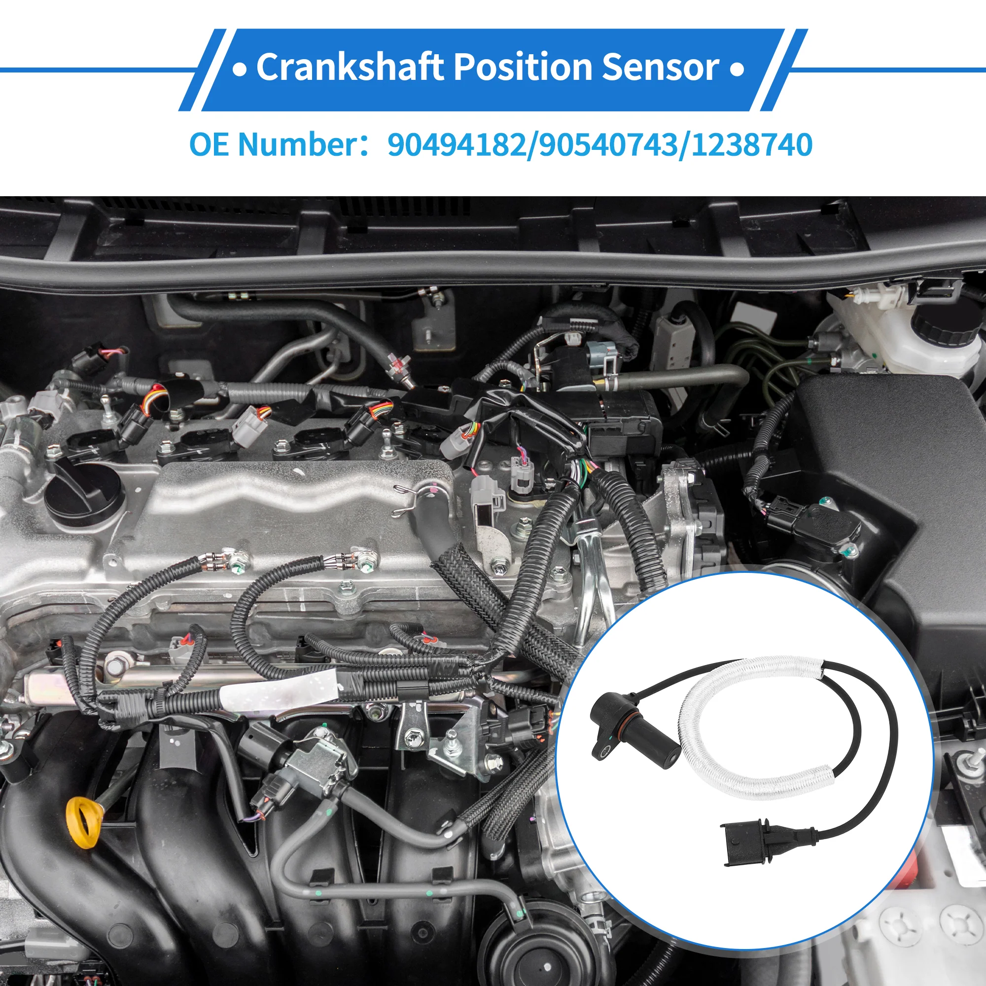1 Pc Crankshaft Position Sensor for Cadillac CTS Base 3.2 2003-2004 Sturdy Metal Plastic Black Engine Crank CKP Sensor - Image 3