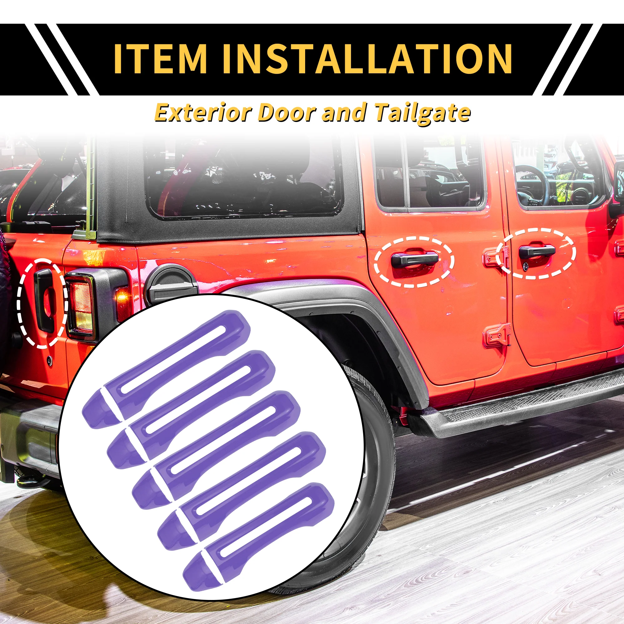 1set Door Tailgate Handle Cover for Jeep Gladiator JT 2020-2021 Purple - Image 2