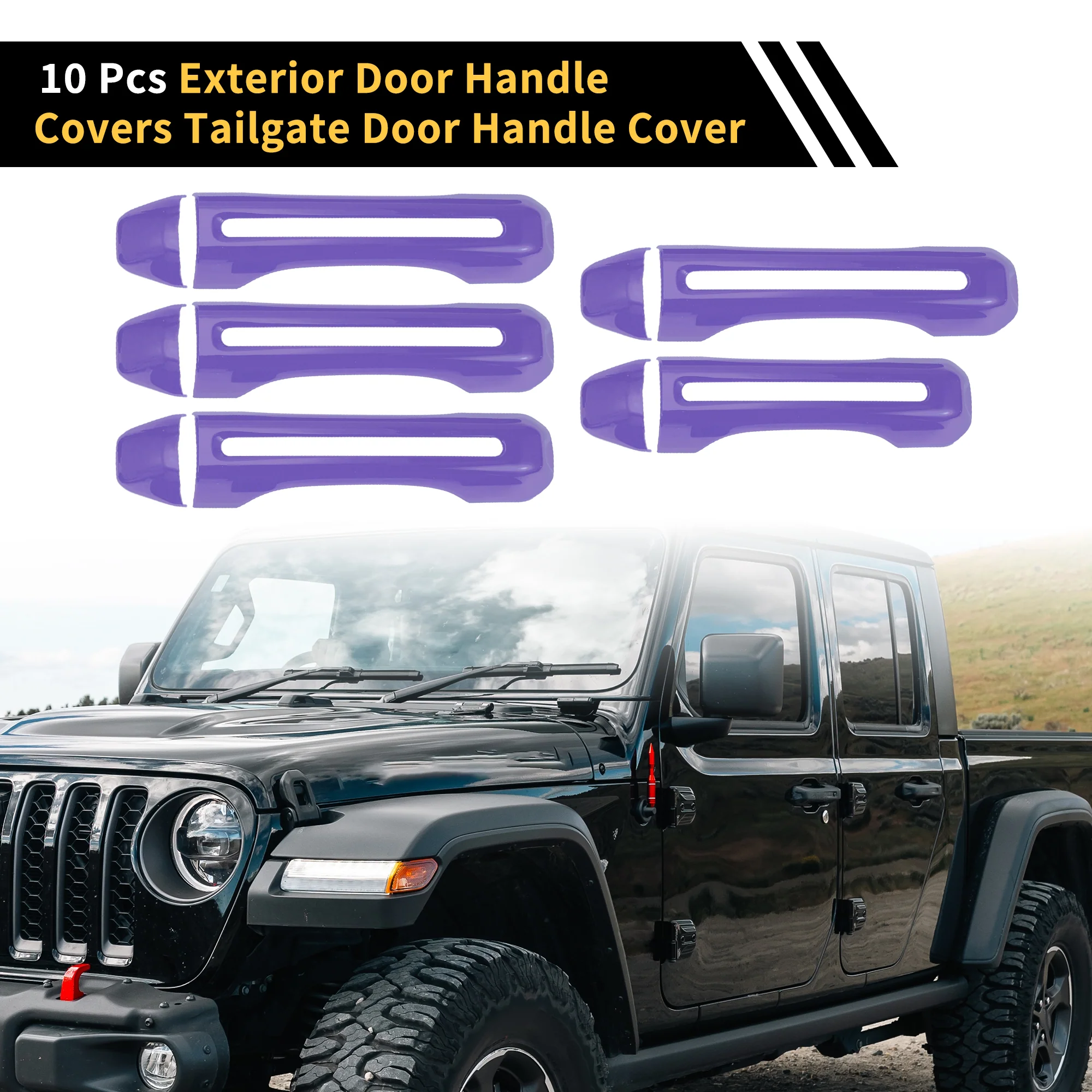 1set Door Tailgate Handle Cover for Jeep Gladiator JT 2020-2021 Purple - Image 3