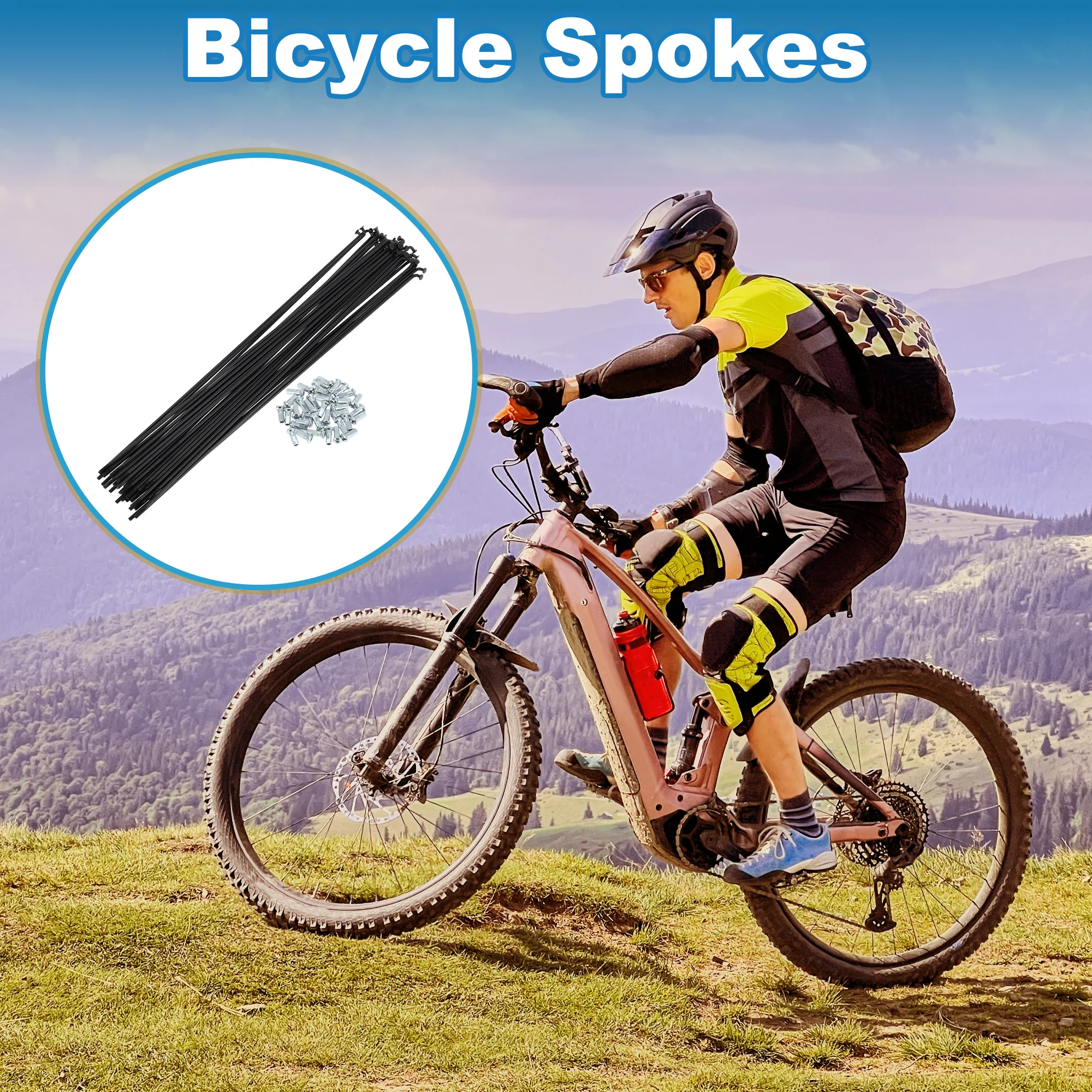 Bicycle Spokes 12G 293mm Length Bike Wheel Spokes Carbon Steel Black 1 Set - Image 3