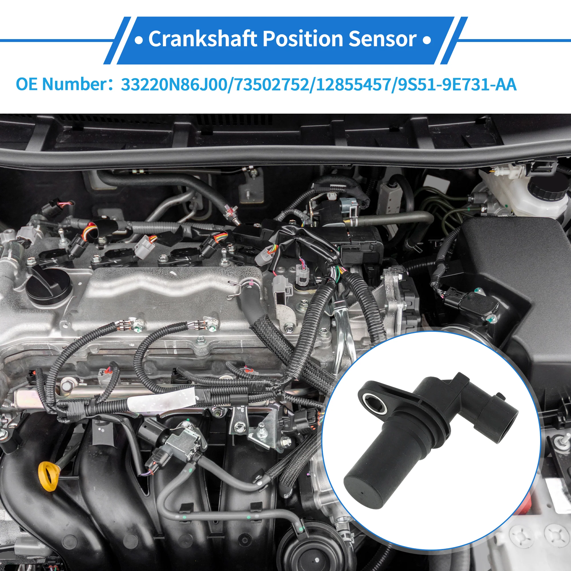 1 Pc Crankshaft Position Sensor for FIAT 500L 1.6D Multijet 2012-2018 Sturdy Metal Plastic Black Engine Crank CKP Sensor - Image 3