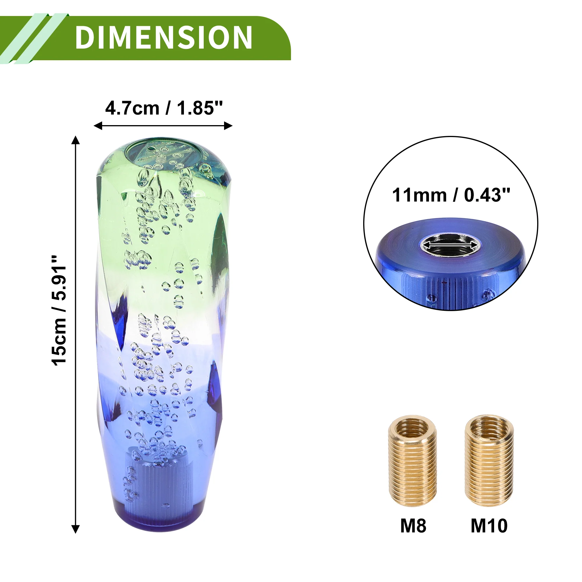 Twisted Pattern Crystal Shift Knob Gear Shifter Knob Acrylic Stick Shifter Lever Knob for Automatic and Manual Vehicle with 2 Adapter White Blue 1 Set - Image 5