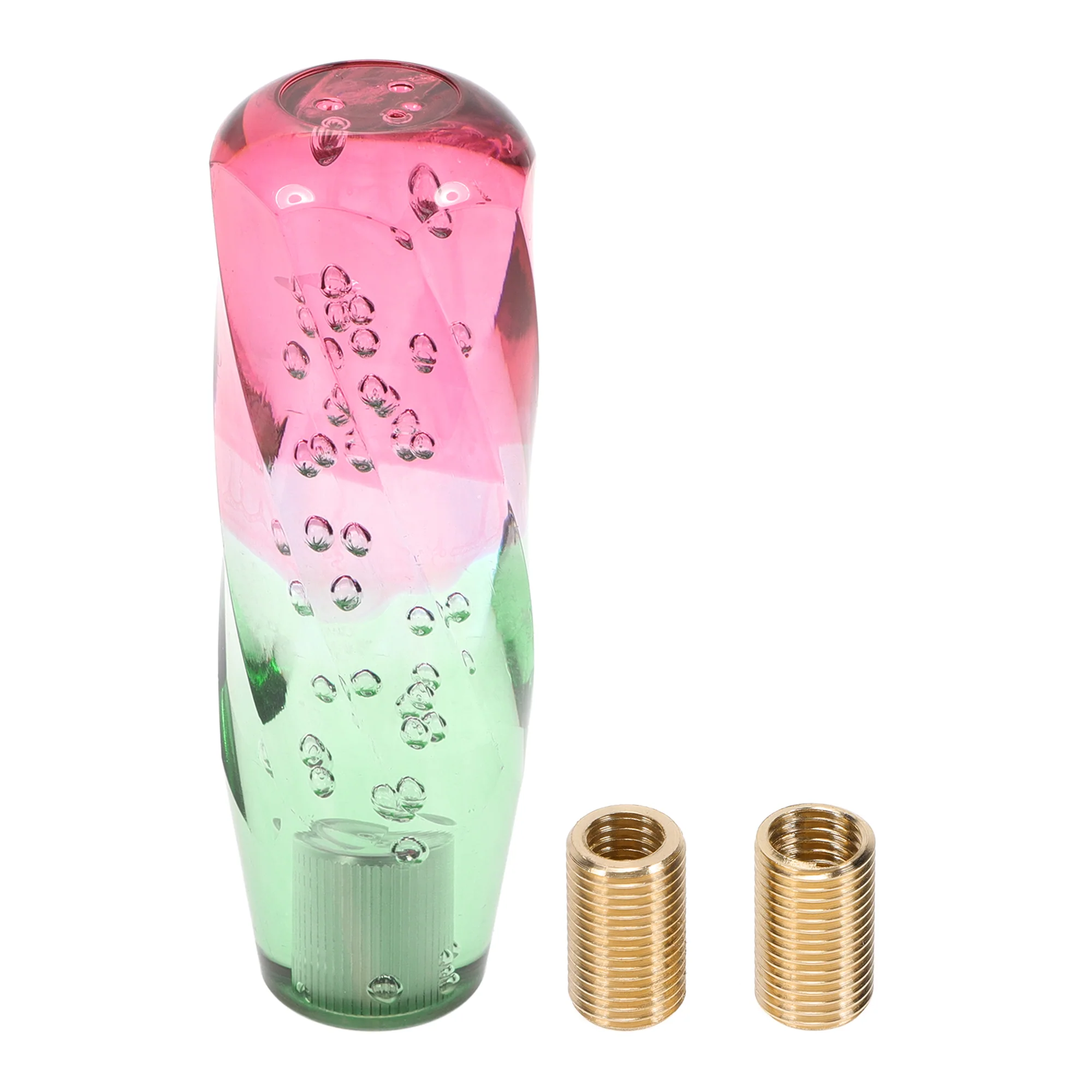 Twisted Pattern Crystal Shift Knob Gear Shifter Knob Acrylic Stick Shifter Lever Knob for Automatic and Manual Vehicle W/ 2 Adapter White Green 1 Set