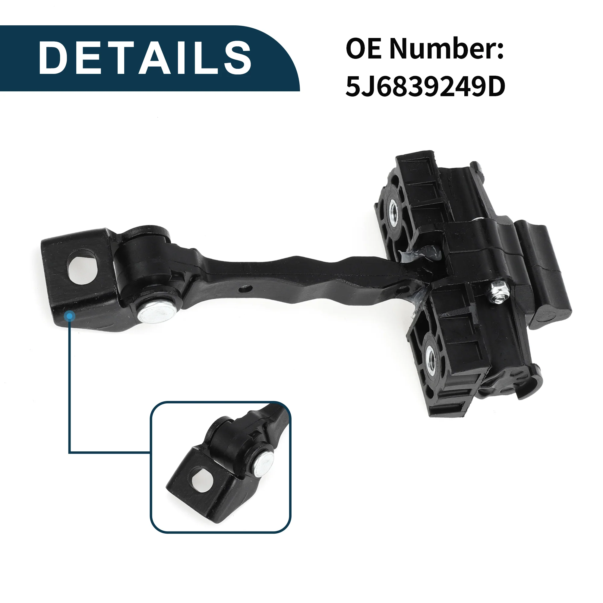 Door Check Strap Stopper Limiter for Skoda Fabia II 2006-2014 No.5J6839249D | Rear Left Right Door Check Bracket Stop Door Checker Arm Assembly - Image 6