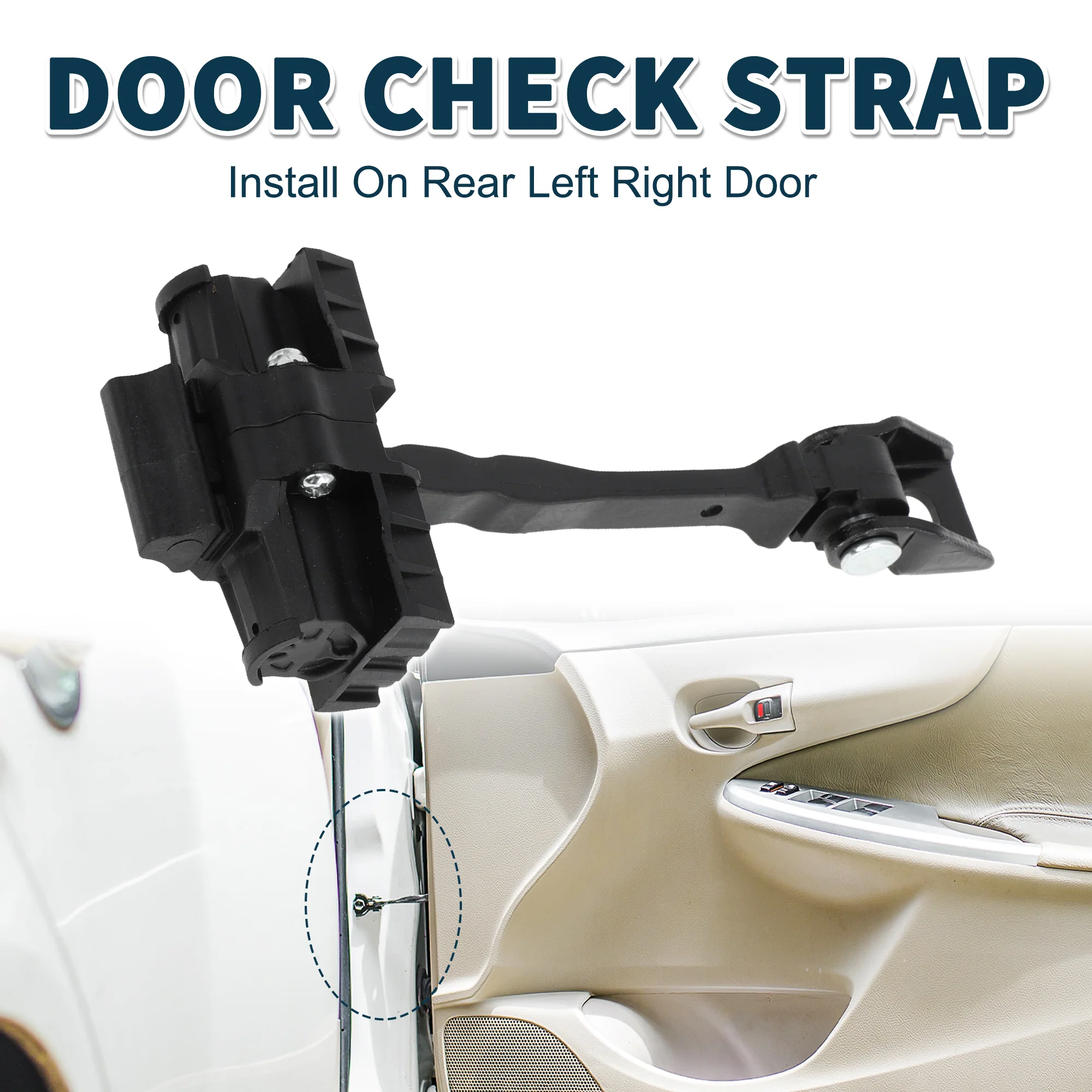 Door Check Strap Stopper Limiter for Volkswagen Polo 2014-2017 No.6R4839249C | Rear Left Right Door Check Bracket Stop Door Checker Arm Assembly - Image 2