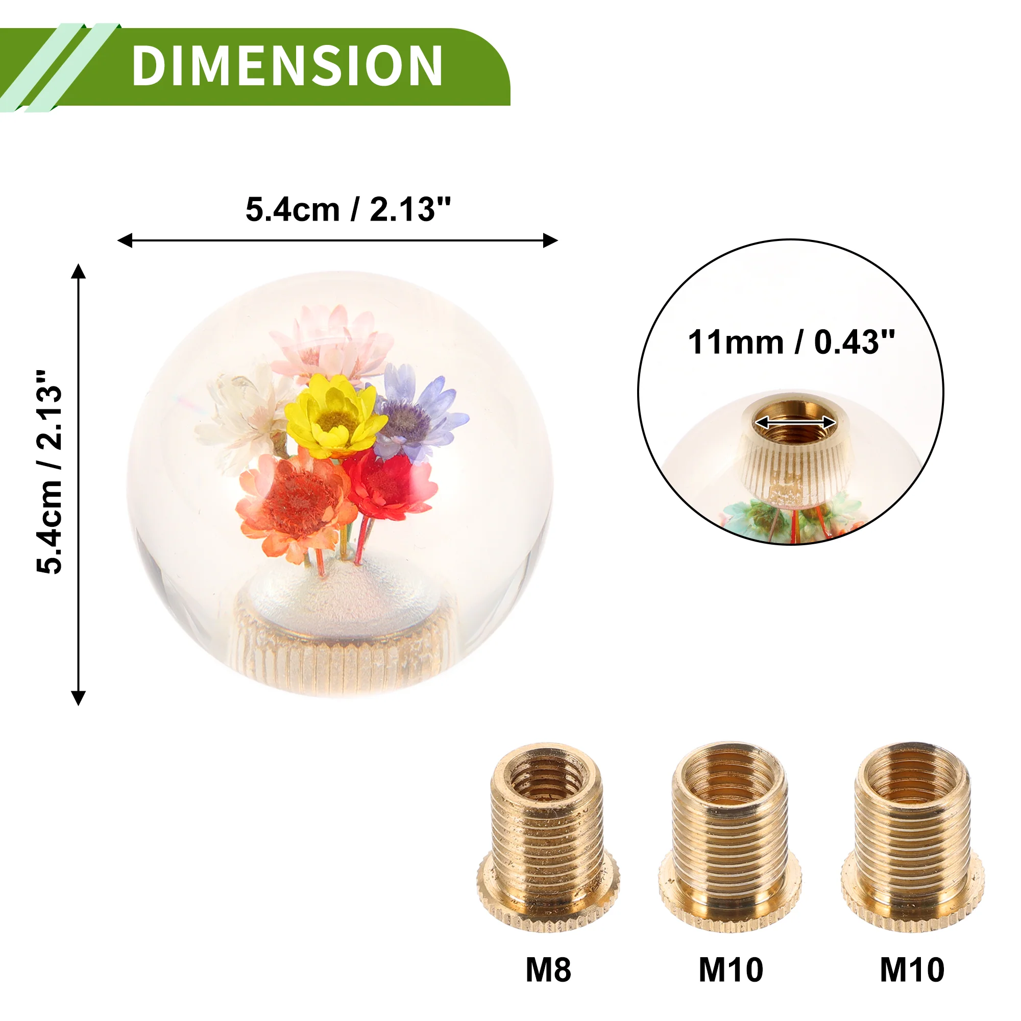 Round Ball Shift Knob Universal Gear Shifter Knob Acrylic Stick Shifter Lever Knob for Automatic and Manual Vehicle with 3 Adapter Multicolor 1 Set - Image 5