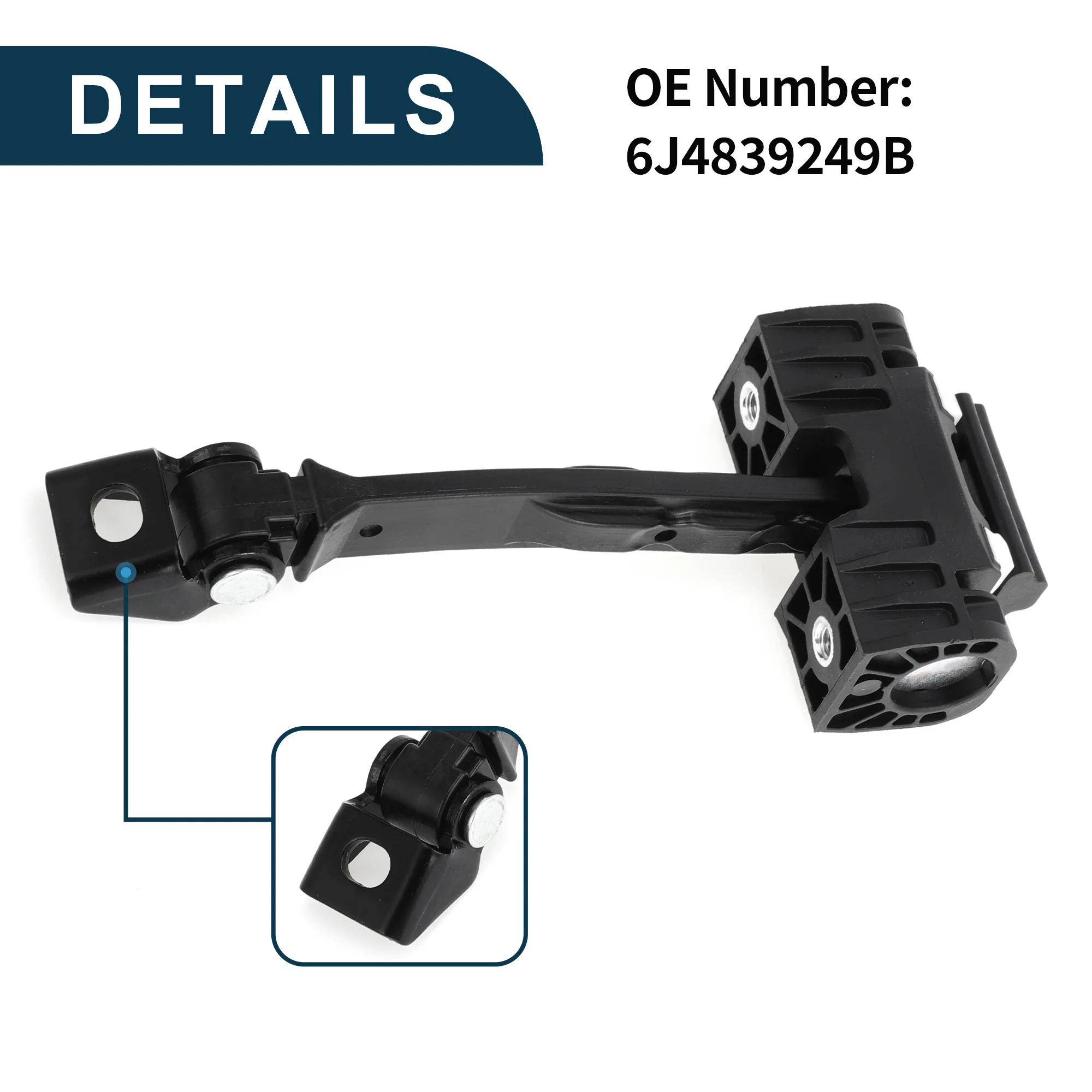 Door Check Strap Stopper Limiter for SEAT Ibiza Mk4 2008-2017 No.6J4839249B | Rear Left Right Door Check Bracket Stop Door Checker Arm Assembly - Image 6