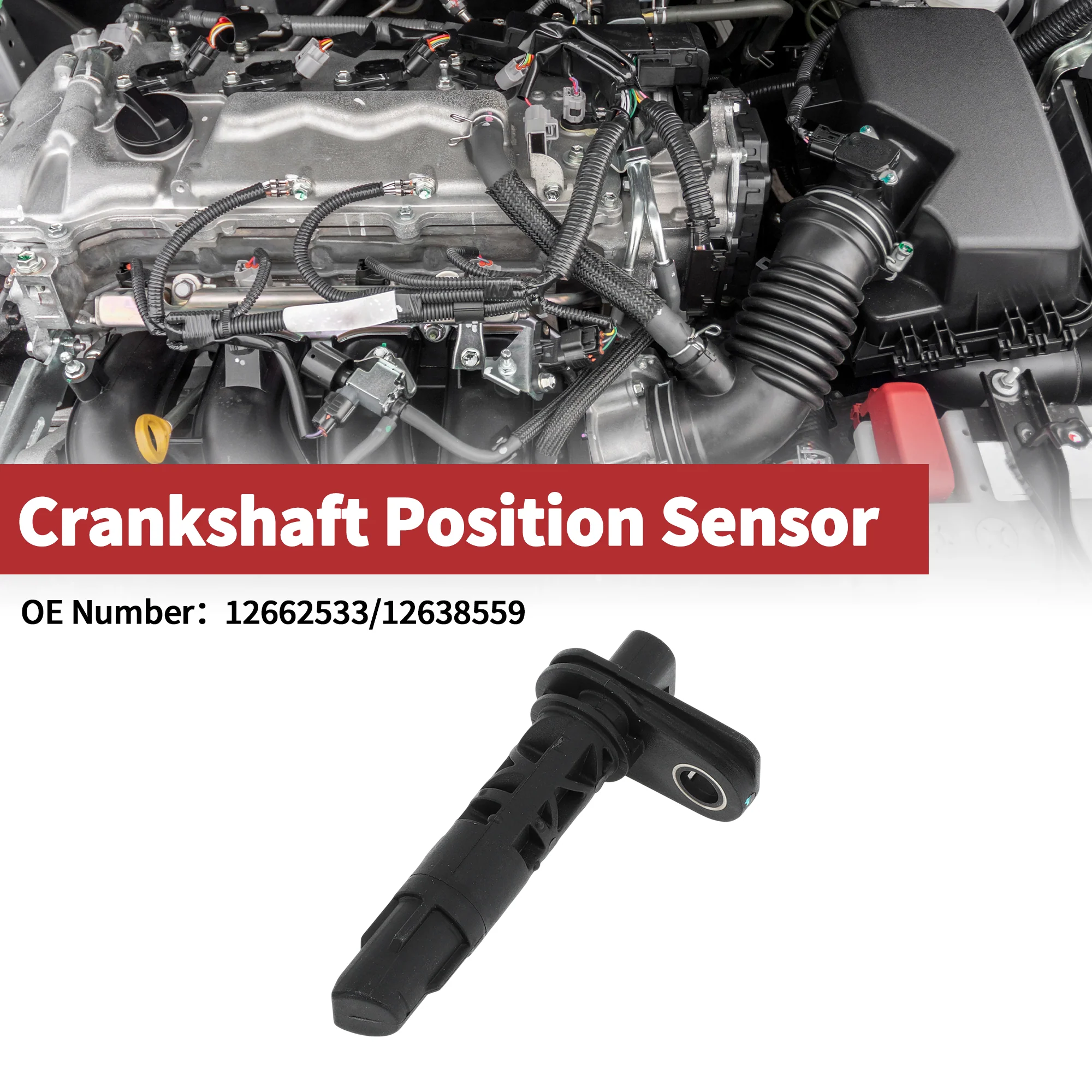 1 Pc Crankshaft Position Sensor for Chevrolet Cruze 1.4 2017-2019 Engine Crank CKP Sensor No.12662533 Black Metal Plastic - Image 2