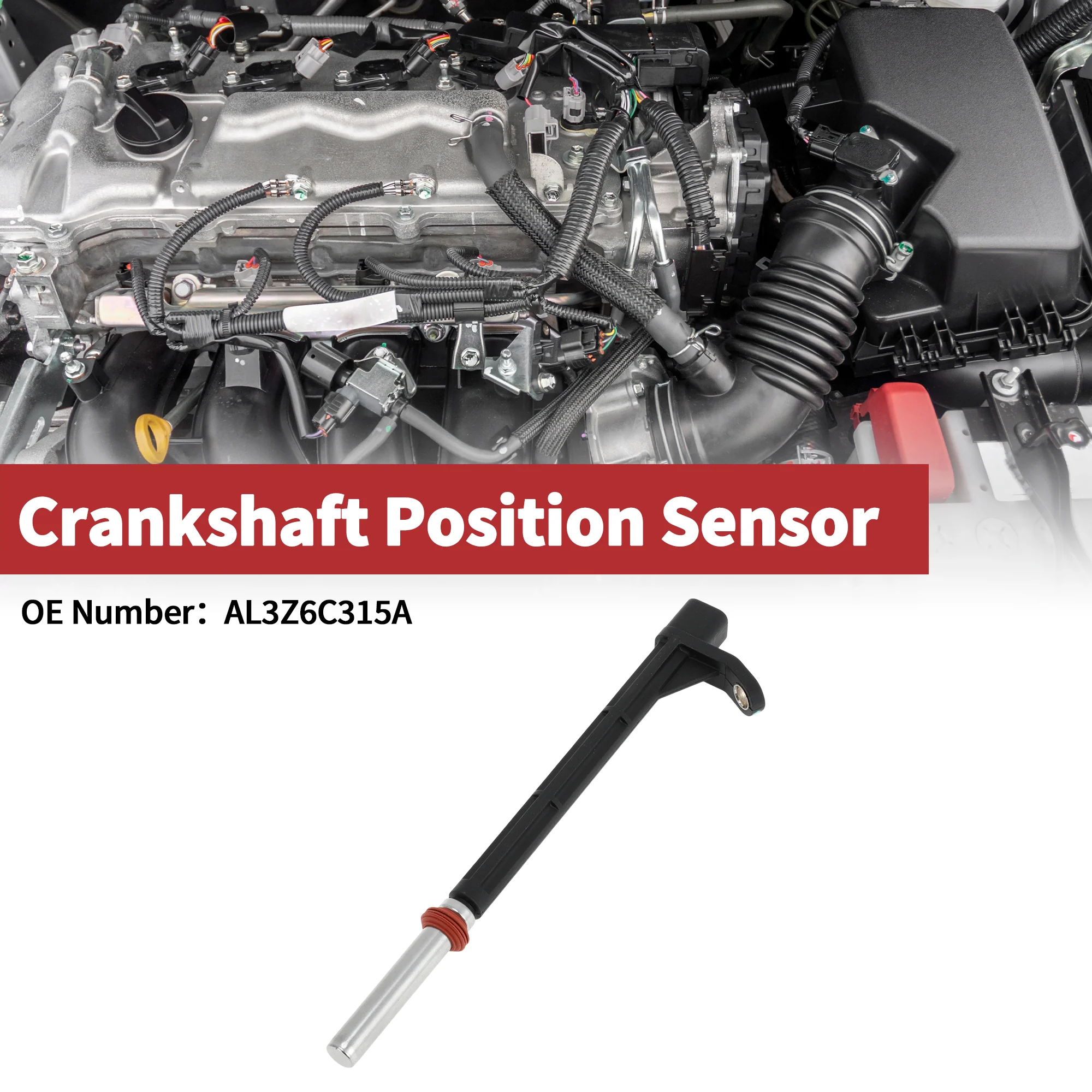1 Pc Crankshaft Position Sensor for Ford F-250 Super Duty 6.2 11-22 Engine Crank CKP Sensor No.AL3Z6C315A Black Metal Plastic - Image 2