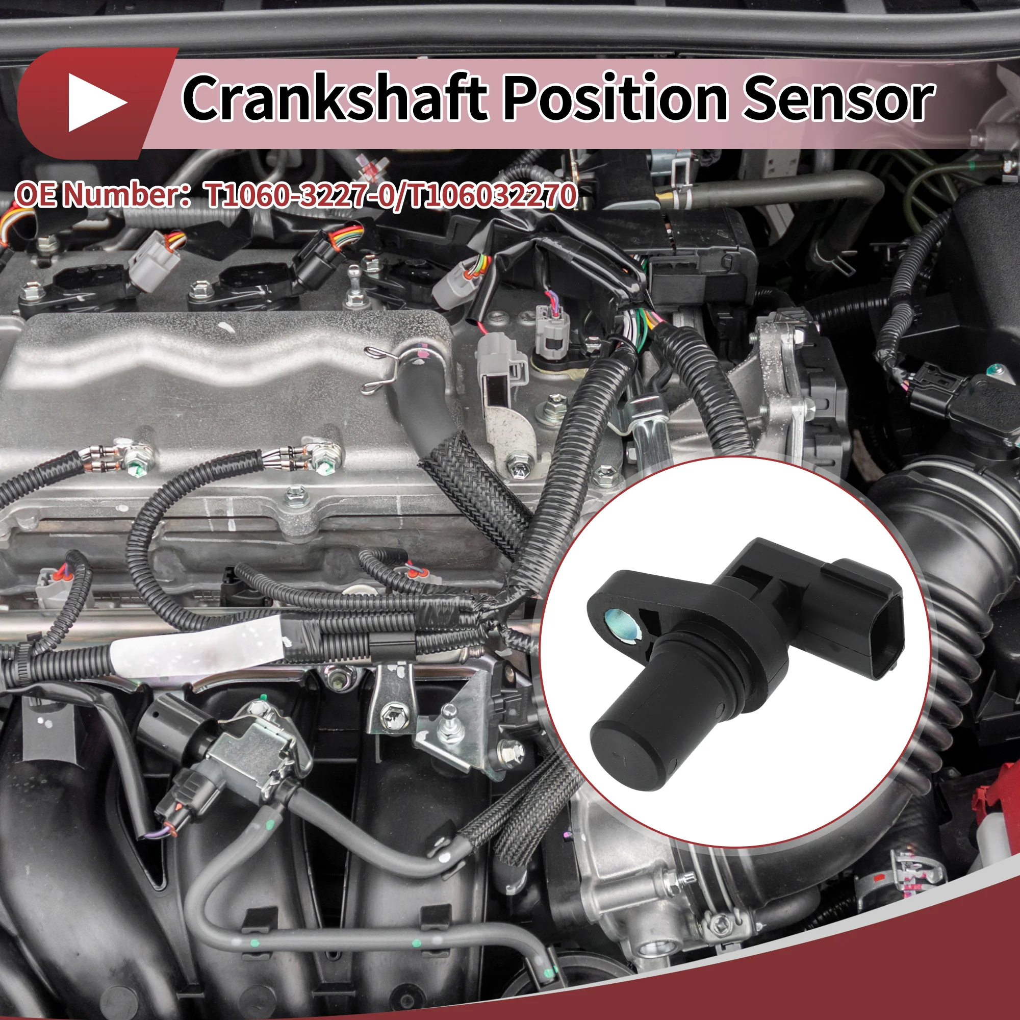 1 Pc Crankshaft Position Sensor for Kubota 588/688/788 Engine Crank CKP Sensor No.T1060-3227-0 Black Metal Plastic - Image 3