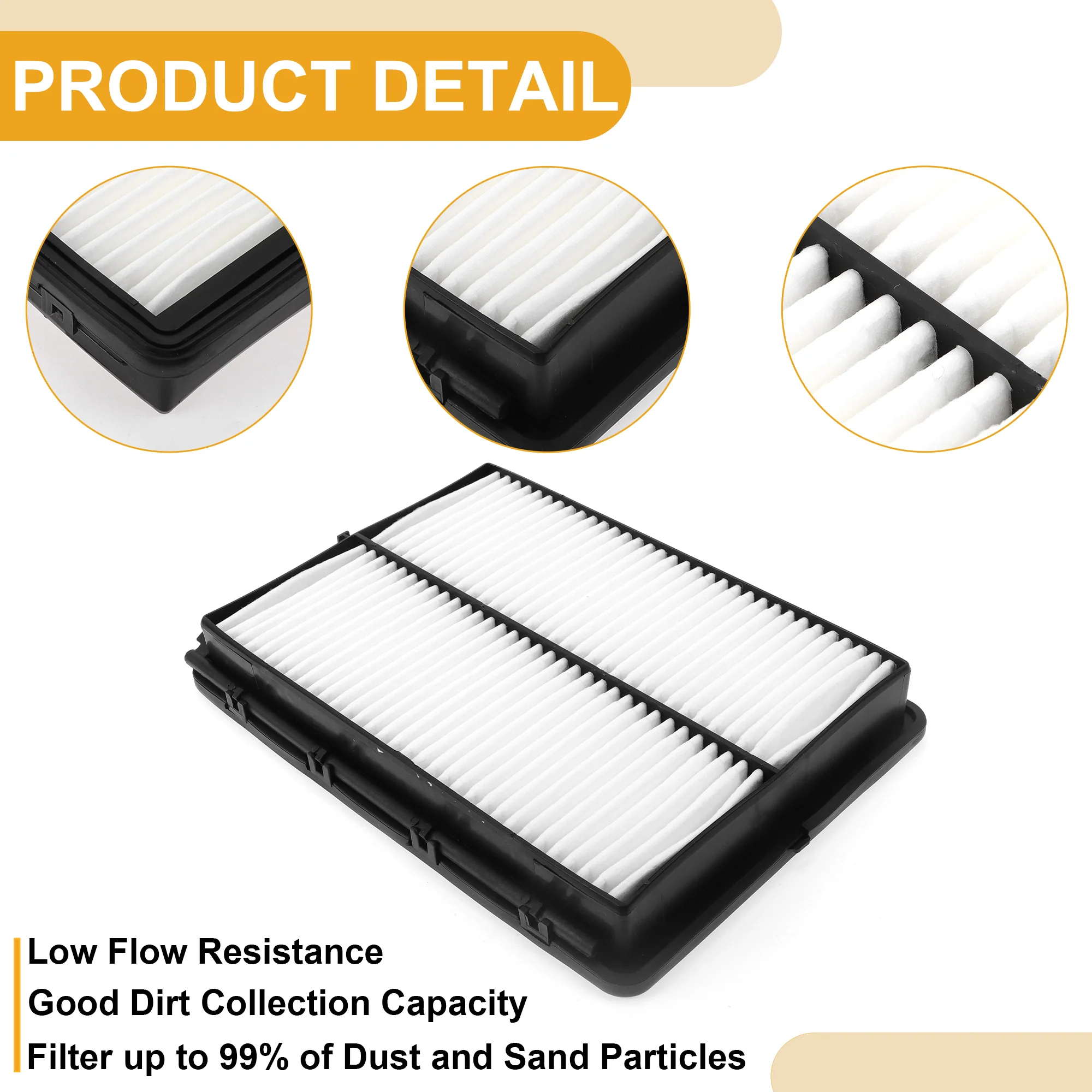 Engine Air Filter No.28113A9100 Car Engine Filter Air Cleaner for Hyundai Santa Fe 2.0L 2.4L 2017-2020 Long Life - Image 6