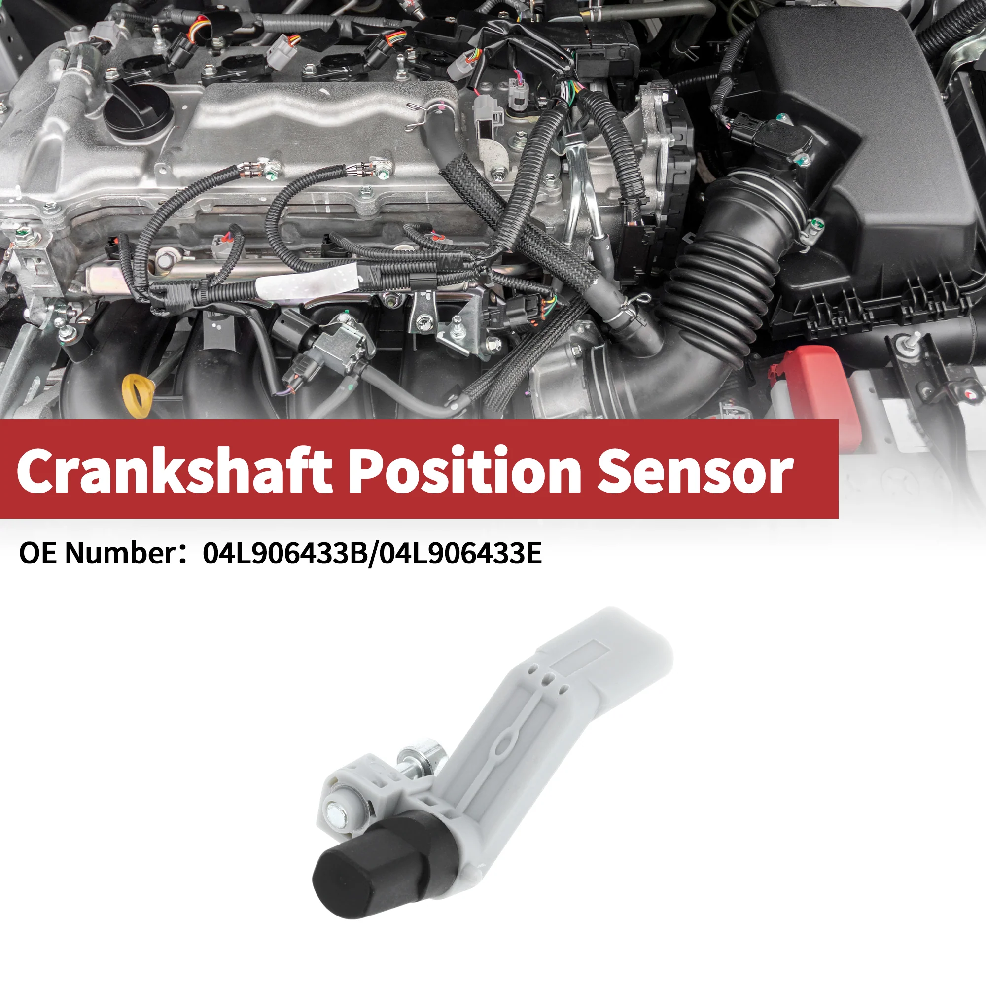1 Pc Crankshaft Position Sensor for Audi A3 2.0 TDI 2015-2016 Engine Crank CKP Sensor No.04L906433B Black Gray Metal Plastic - Image 2
