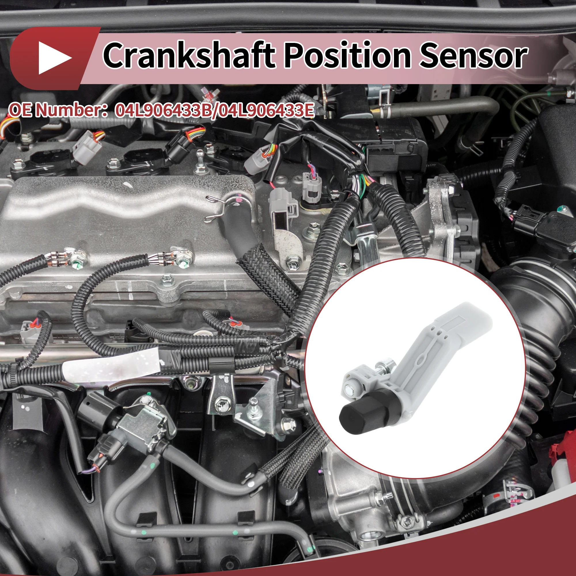 1 Pc Crankshaft Position Sensor for Audi A3 2.0 TDI 2015-2016 Engine Crank CKP Sensor No.04L906433B Black Gray Metal Plastic - Image 3