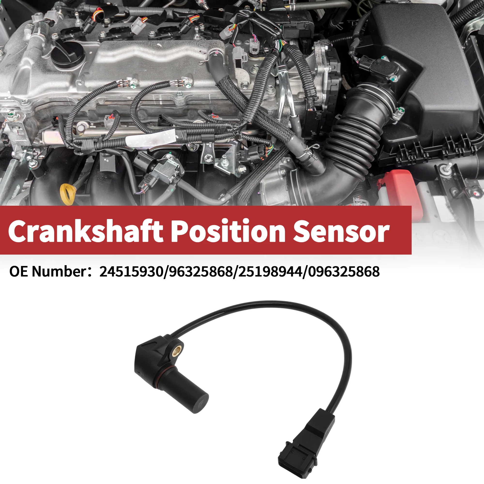 1 Pc Crankshaft Position Sensor for CHEVY Spark M150 0.8 00-06 Engine Crank CKP Sensor No.24515930 Black Metal Plastic - Image 2