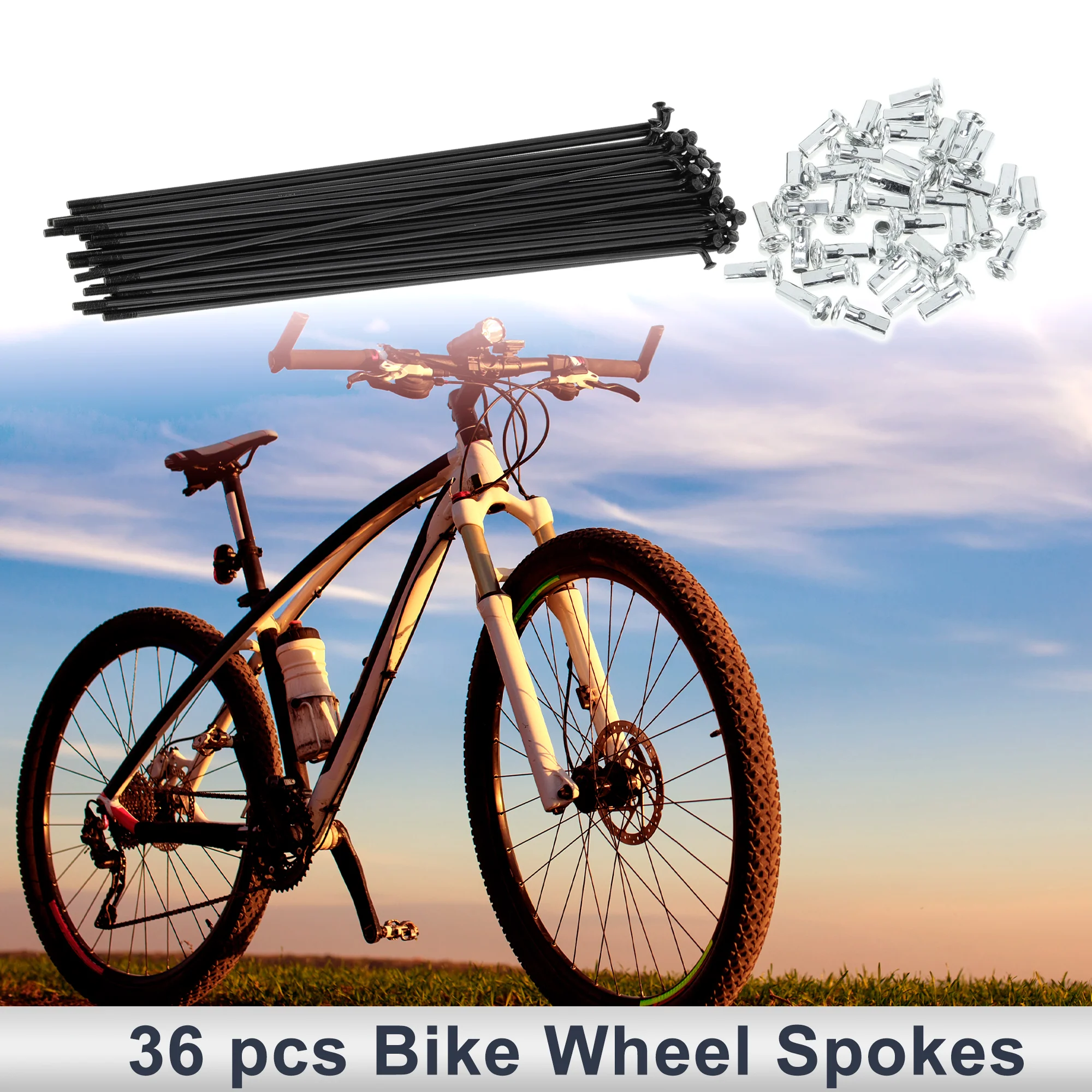 1 Set Universal Bicycle Spokes 12G 216mm Length Bike Wheel Spokes Nipple Black Carbon Steel - Image 2