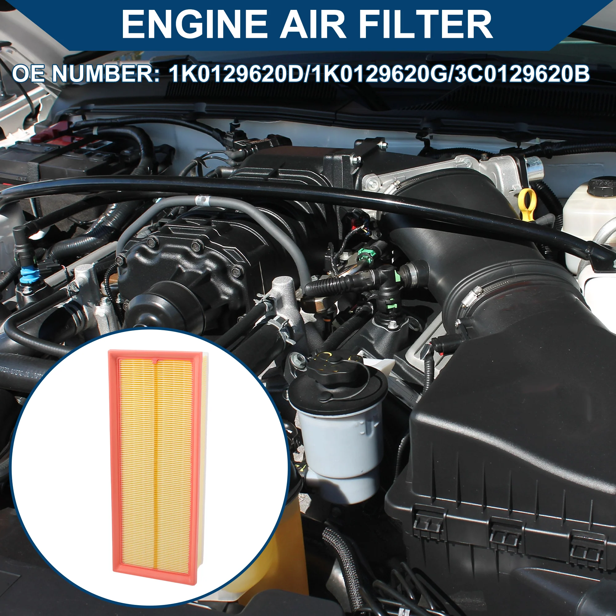 Car Engine Air Filter No.1K0129620D/3C0129620B for Audi A3 2.0L 2009-2013 Long Life Filter Air Cleaner Element 1 Pcs - Image 3