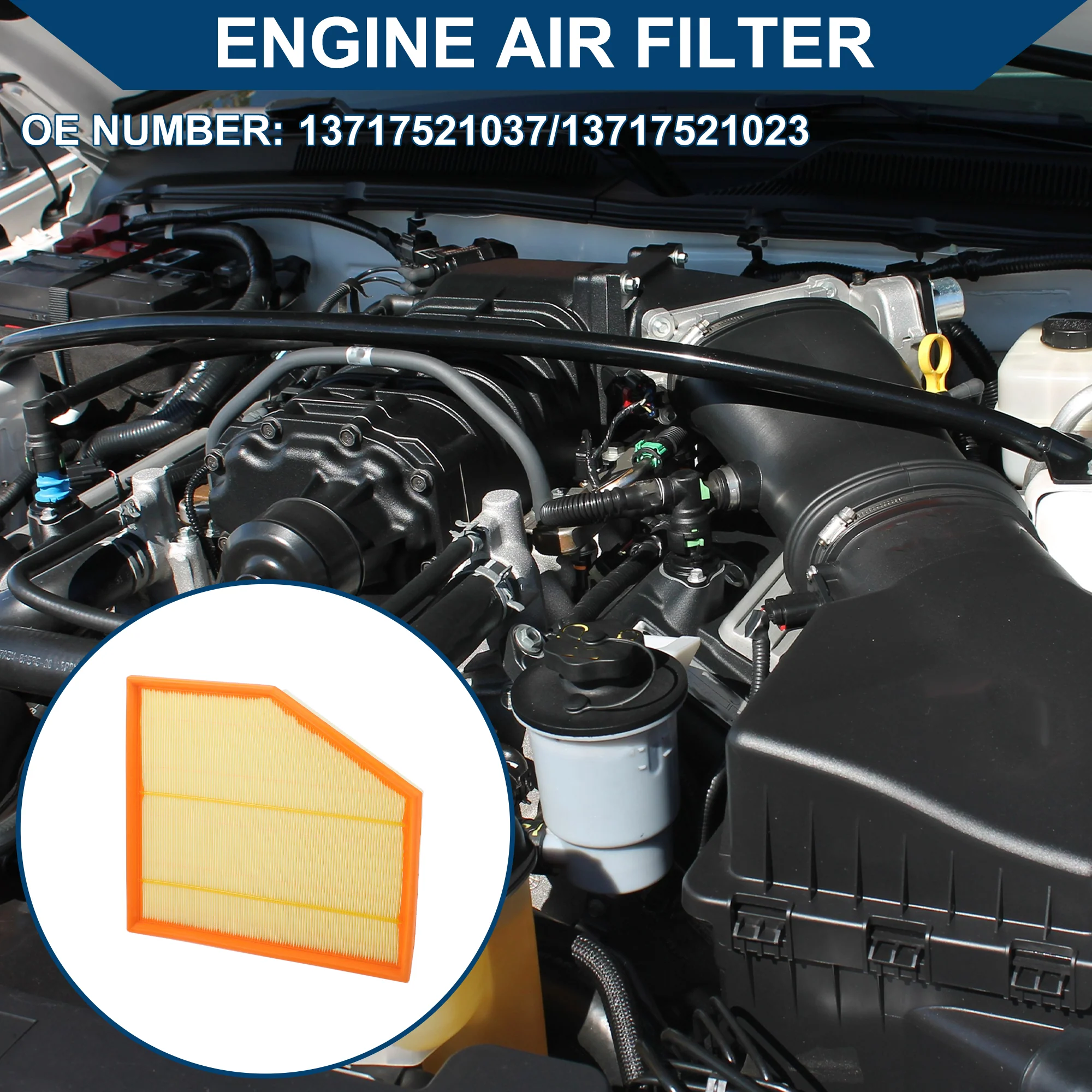 Car Engine Air Filter No.13717521037/13717521023 for BMW 545i Base 4.4L 2004 2005 Long Life Filter Air Cleaner Element 1 Pcs - Image 3
