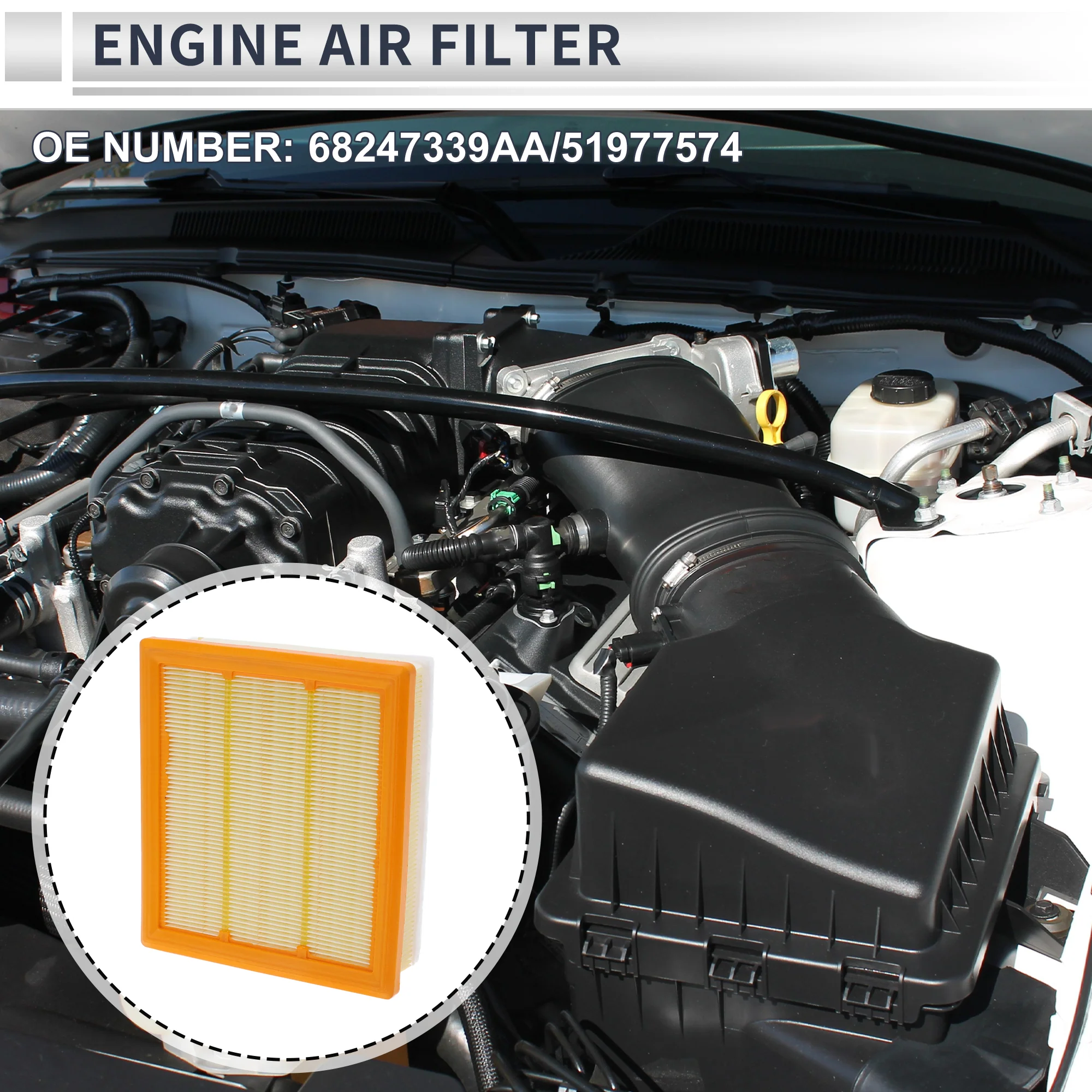 Engine Air Filter for Jeep Compass 2017-2022 Long Life Element Filter Air Cleaner No.68247339AA/51977574 1 Pcs - Image 2